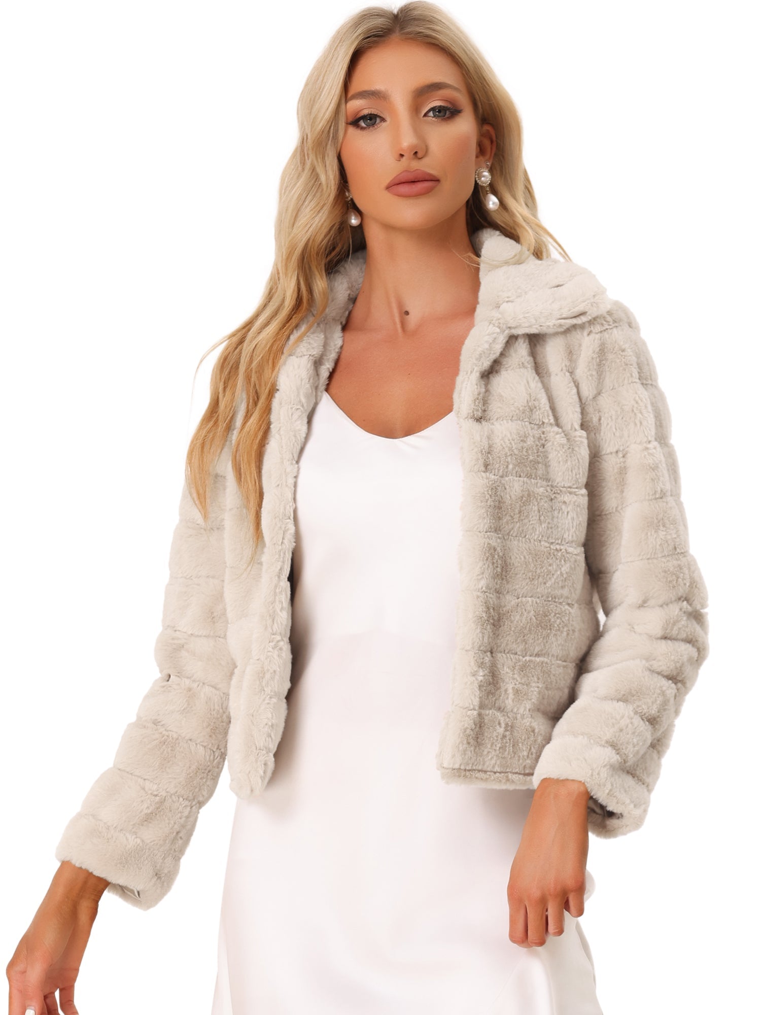 Fluffy Collar Warm Winter Cropped Faux Fur Coat
