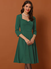 Retro Sweetheart Neck 1950s Retro Cocktail A-Line Dress