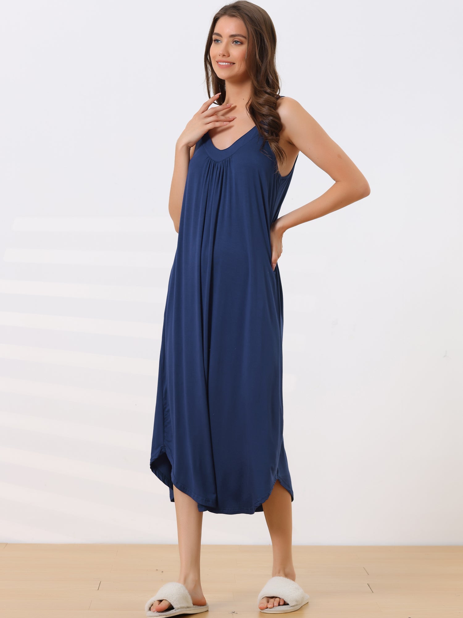 Spaghetti Strap Cami Nightdress Lounge Pajama Dress Nightgown