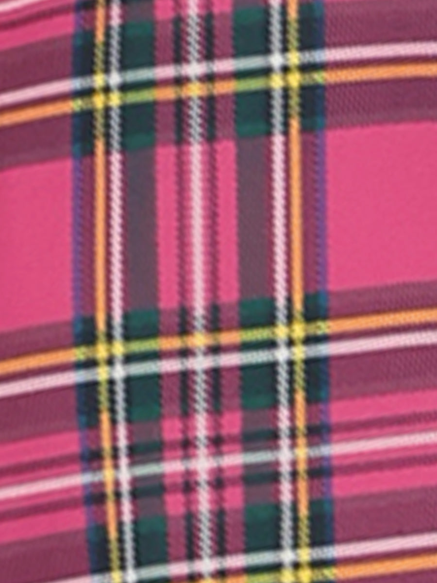 Plaid Zipper Front Party Strap Sleeveless Tube Mini A-Line Dress