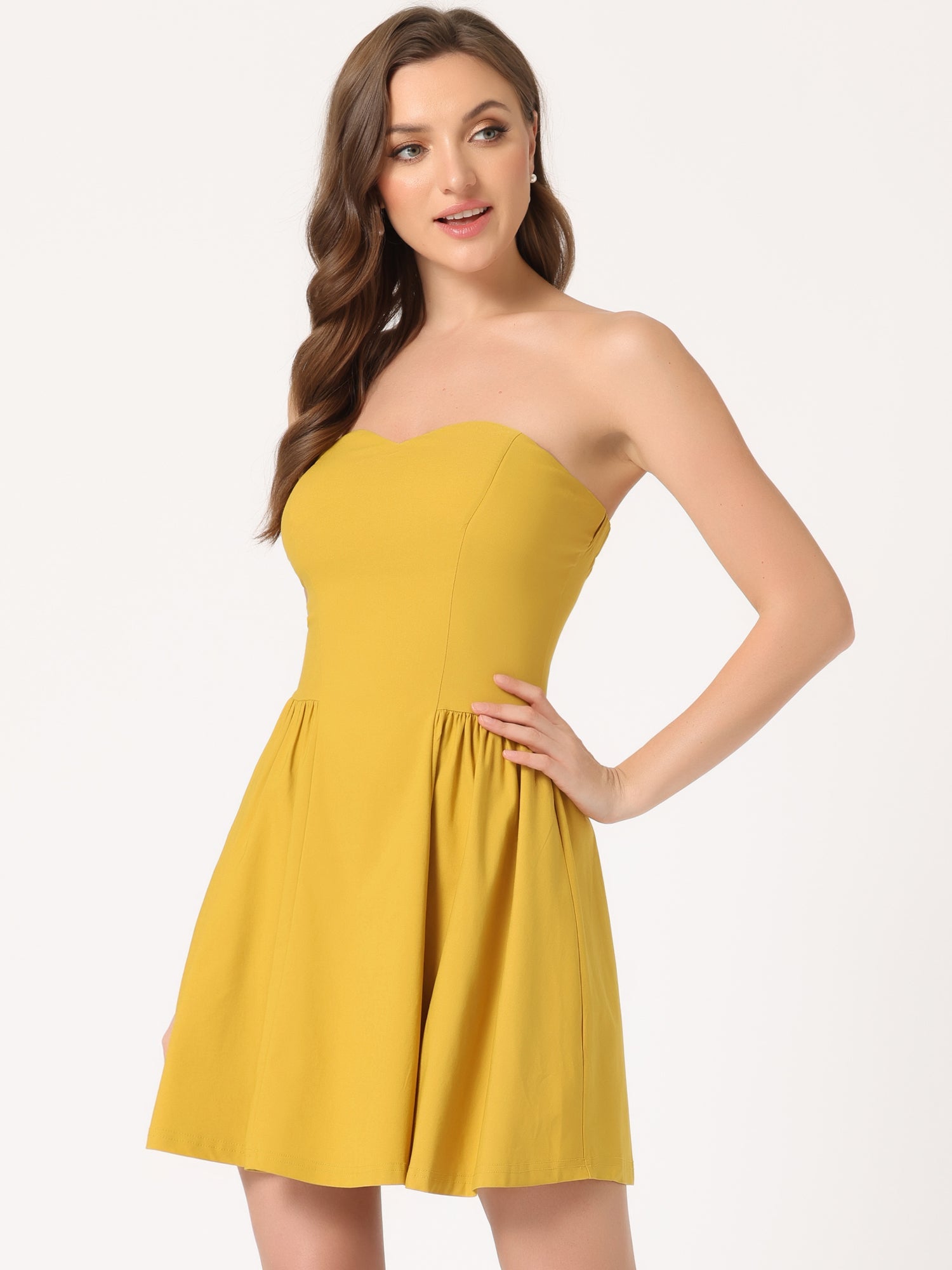 Strapless Sweetheart Neck Fit And Flare Mini Tube Top Dress