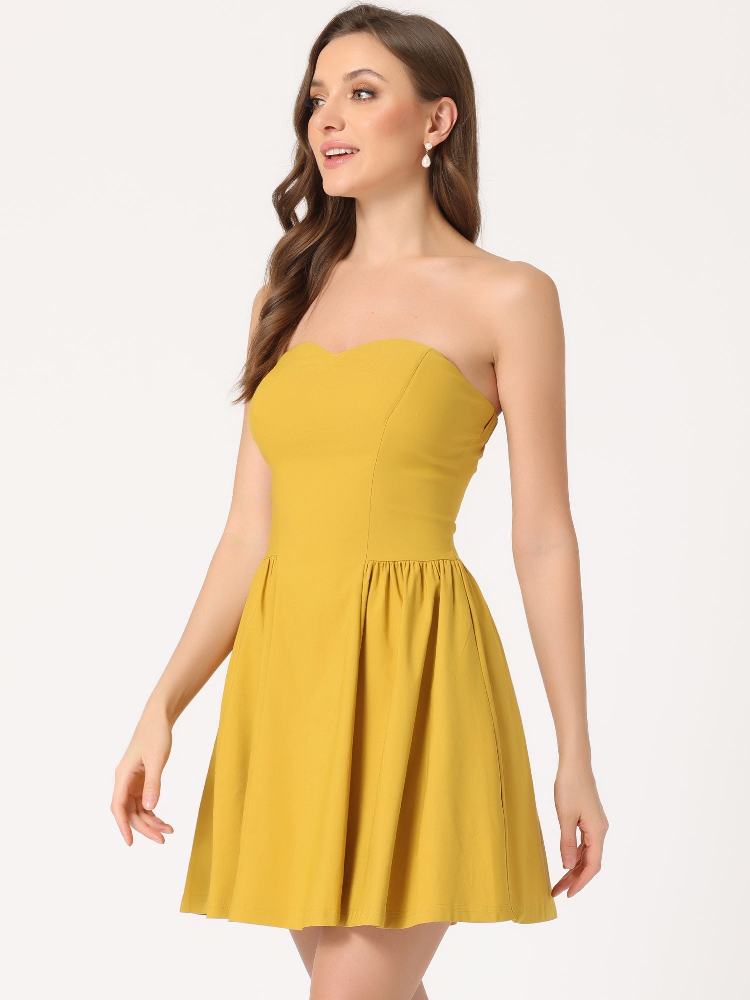 Strapless Sweetheart Neck Fit And Flare Mini Tube Top Dress