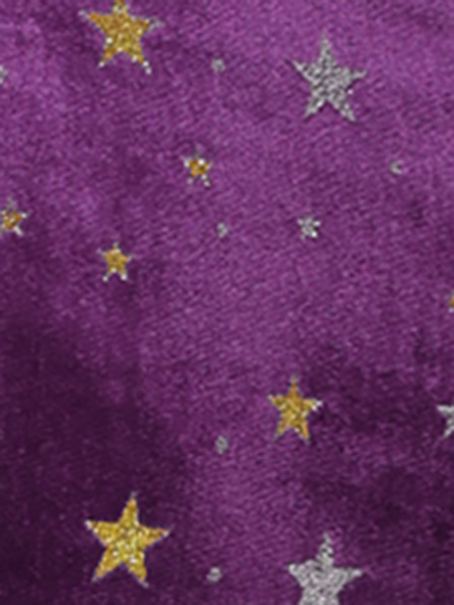 Shiny Stars Print Sleeveless Swing Mini Velvet Dress