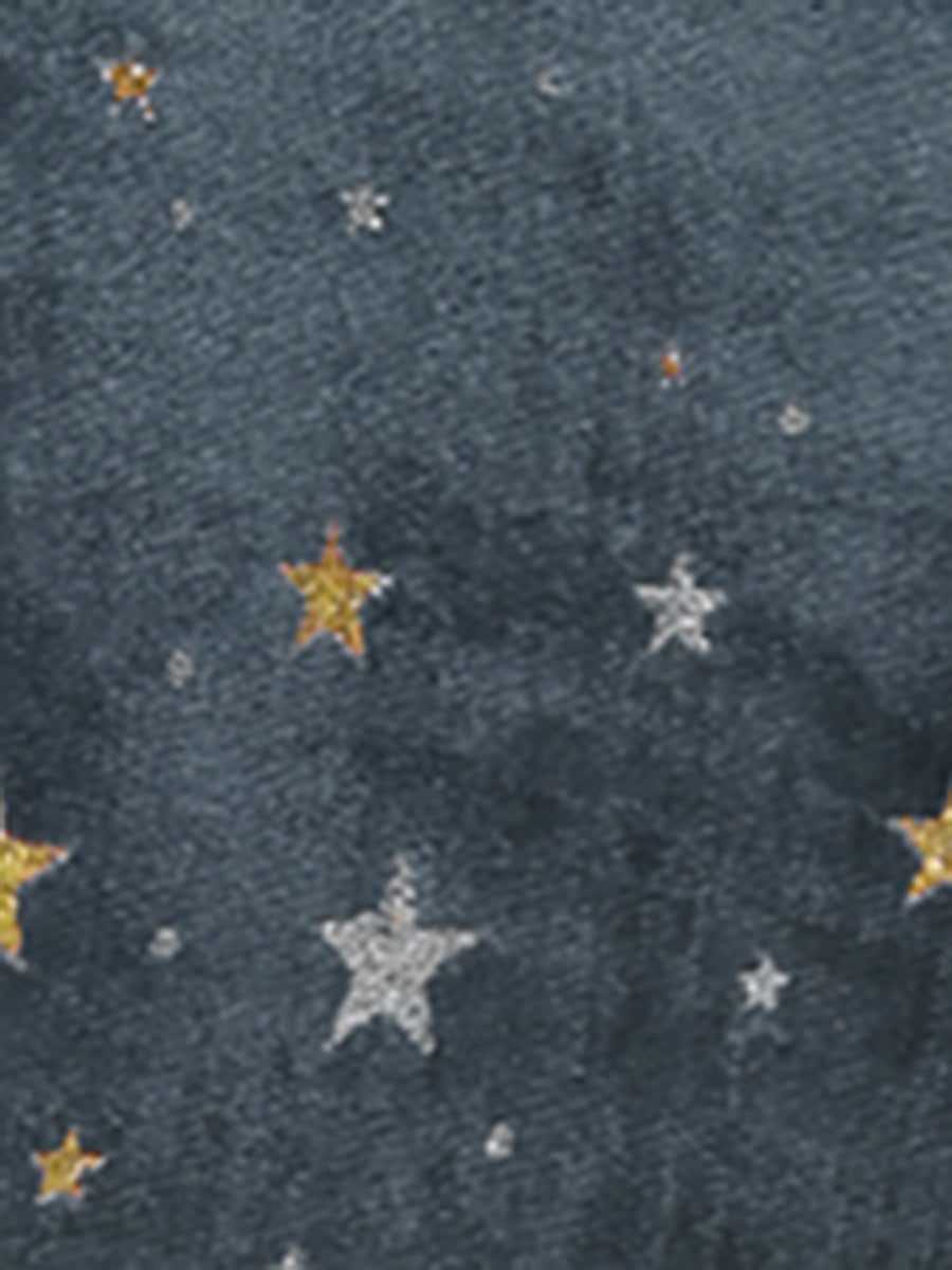 Shiny Stars Print Sleeveless Swing Mini Velvet Dress