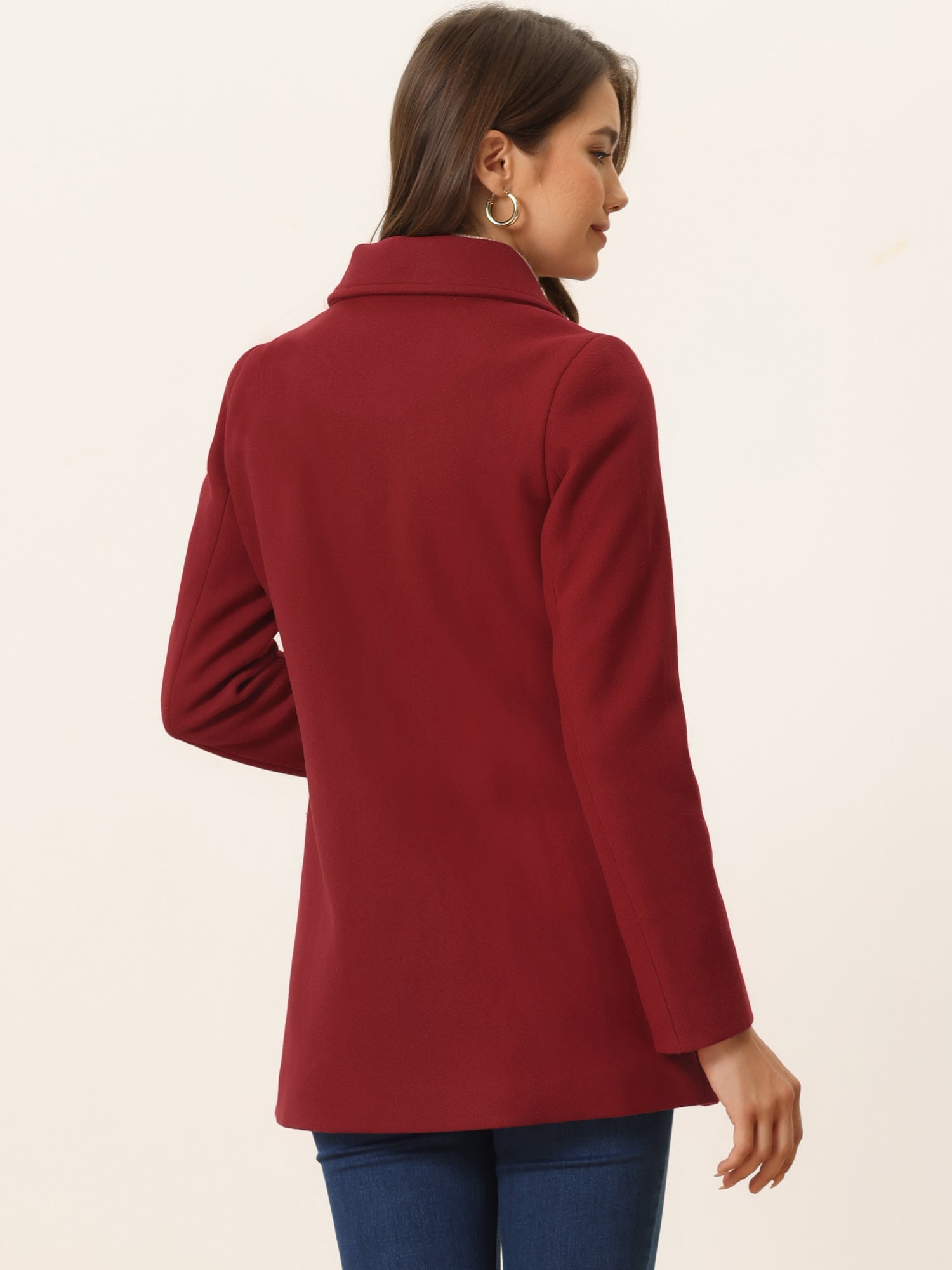 Long Sleeve Double Breasted Button Winter Outerwear Pea Coat