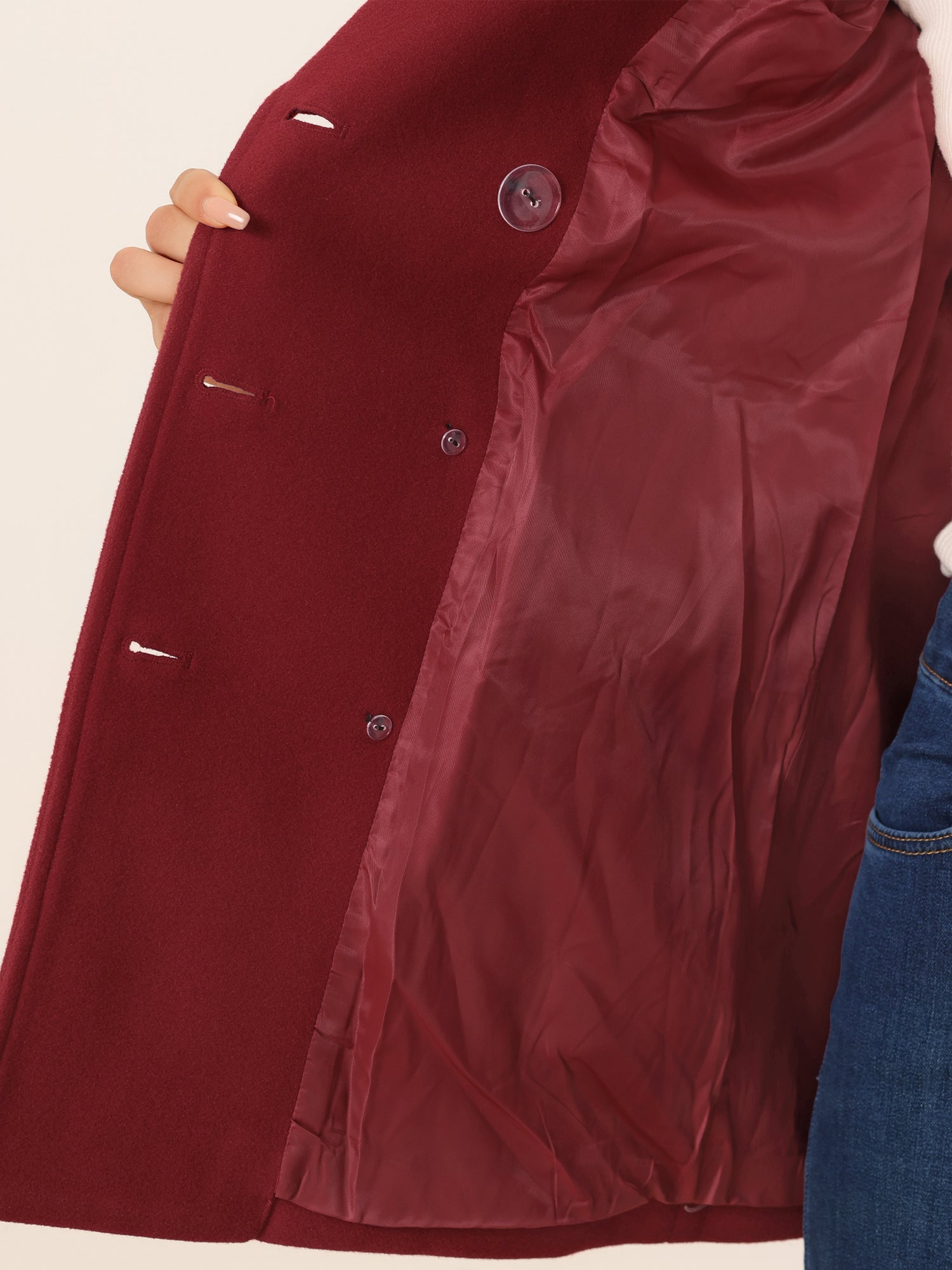 Long Sleeve Double Breasted Button Winter Outerwear Pea Coat