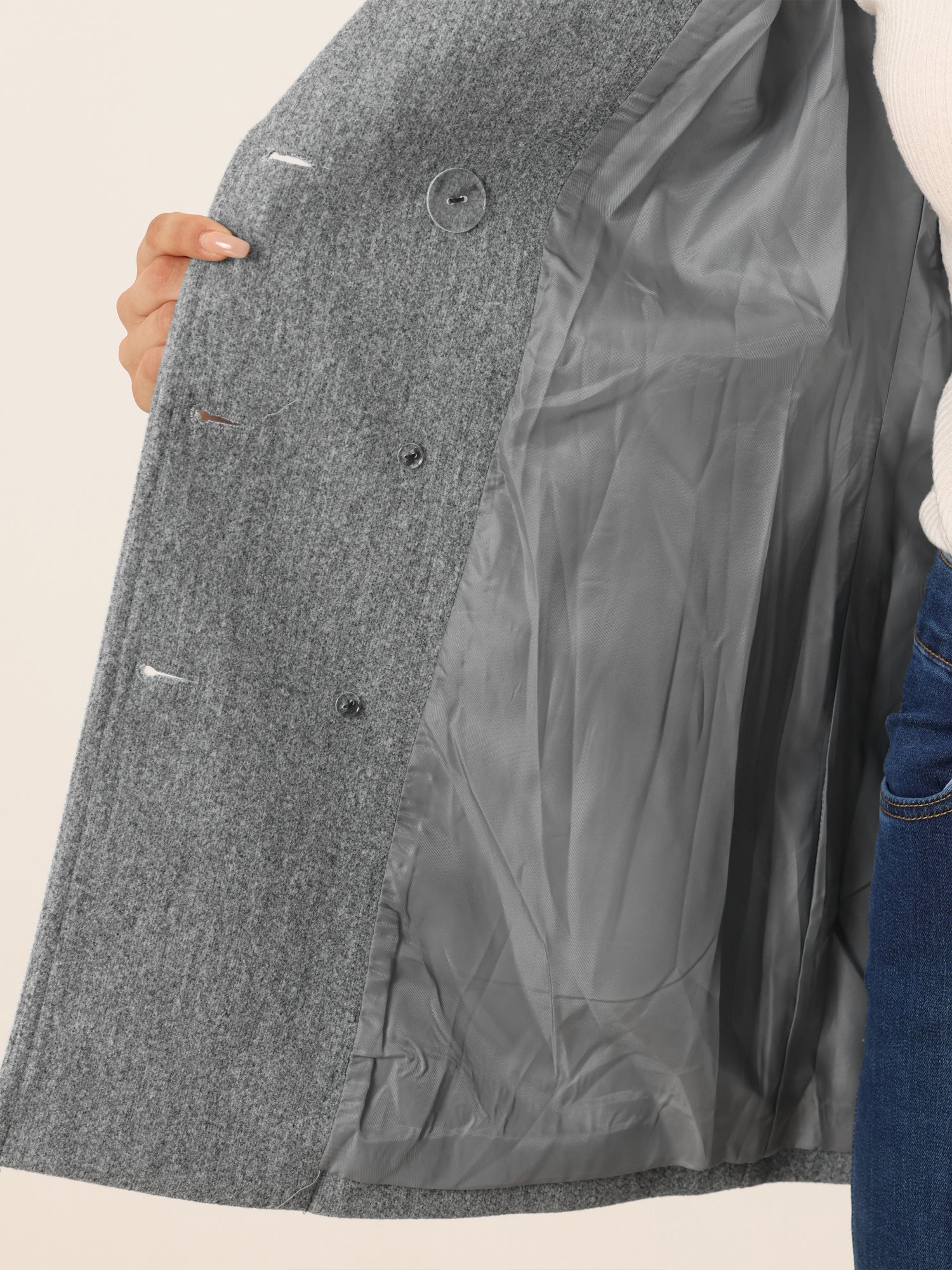 Long Sleeve Double Breasted Button Winter Outerwear Pea Coat