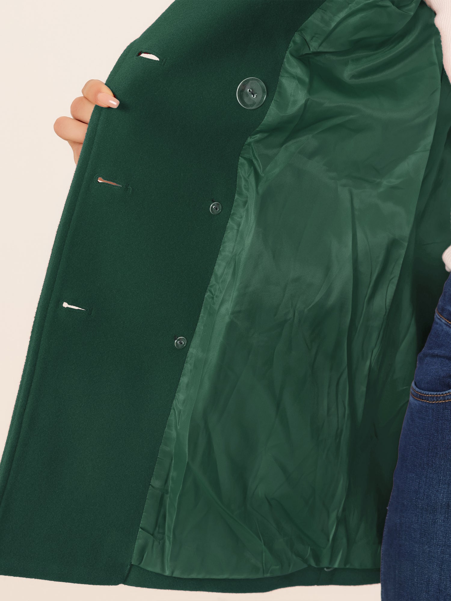 Long Sleeve Double Breasted Button Winter Outerwear Pea Coat