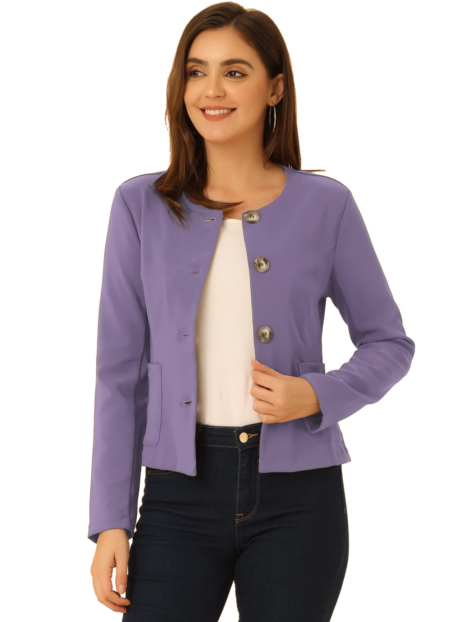 Fall Casual Jacket Elegant Button Front Work Office Blazer