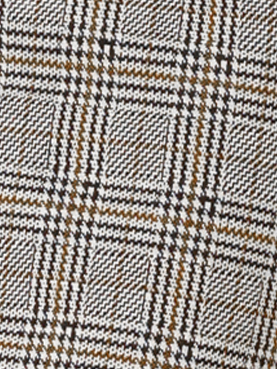 Mock Neck 3/4 Sleeve Slim Check Office Work Plaid Dress