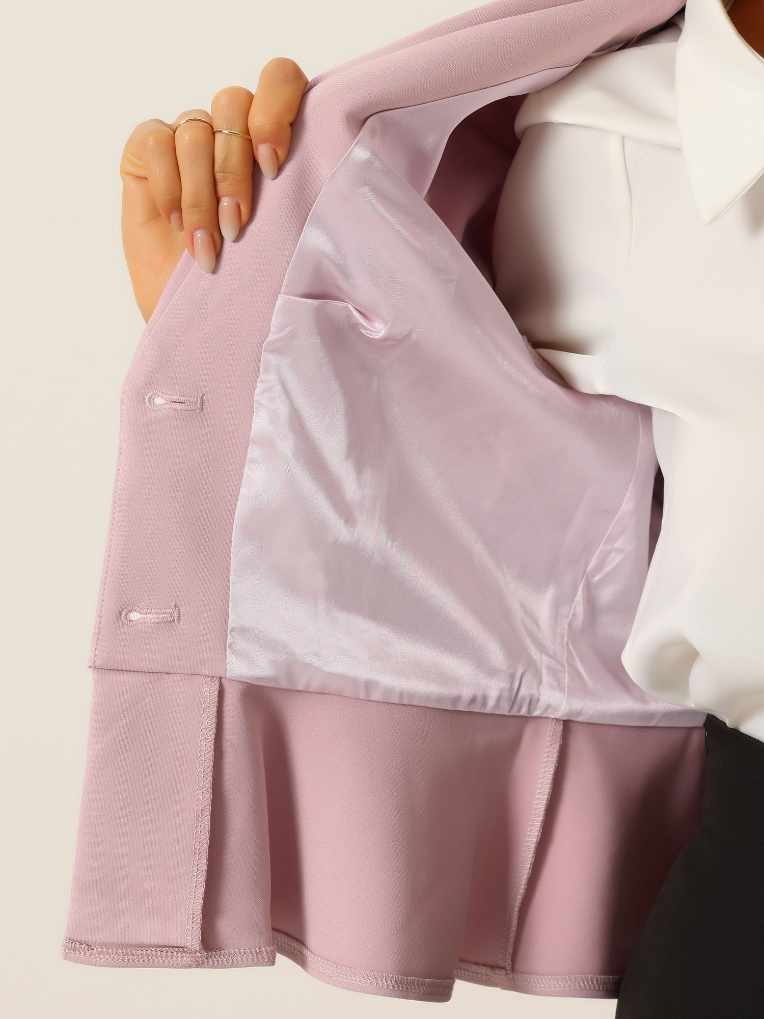 Vintage Lapel Long Sleeve Ruffle Hem Office Cropped Blazer