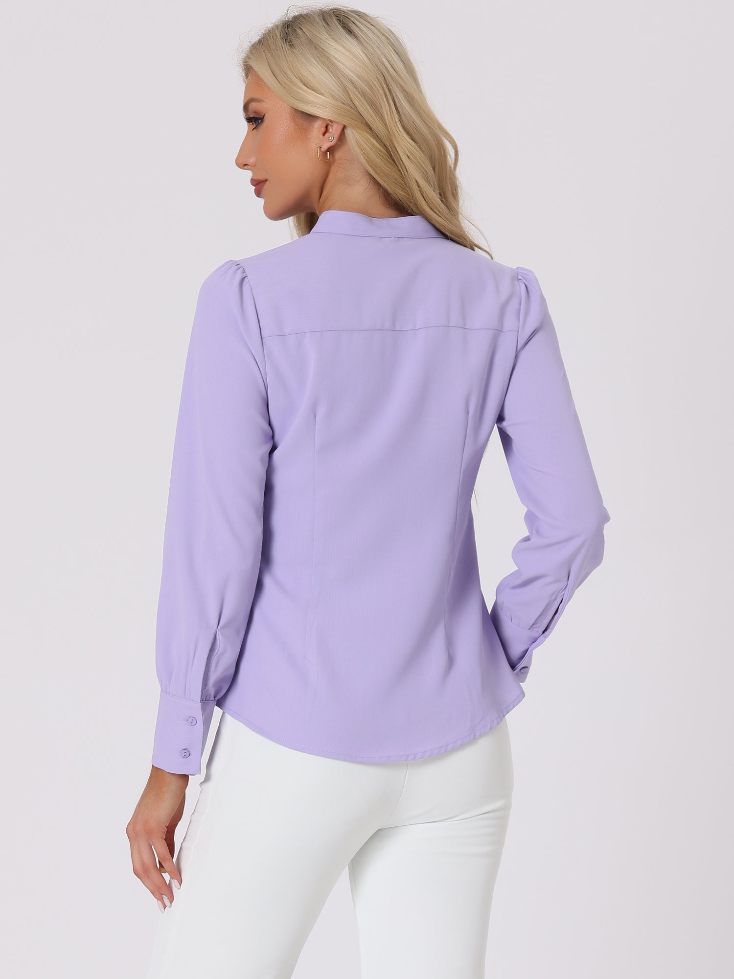 Mandarin Collar Long Sleeve Button Down Office Shirt
