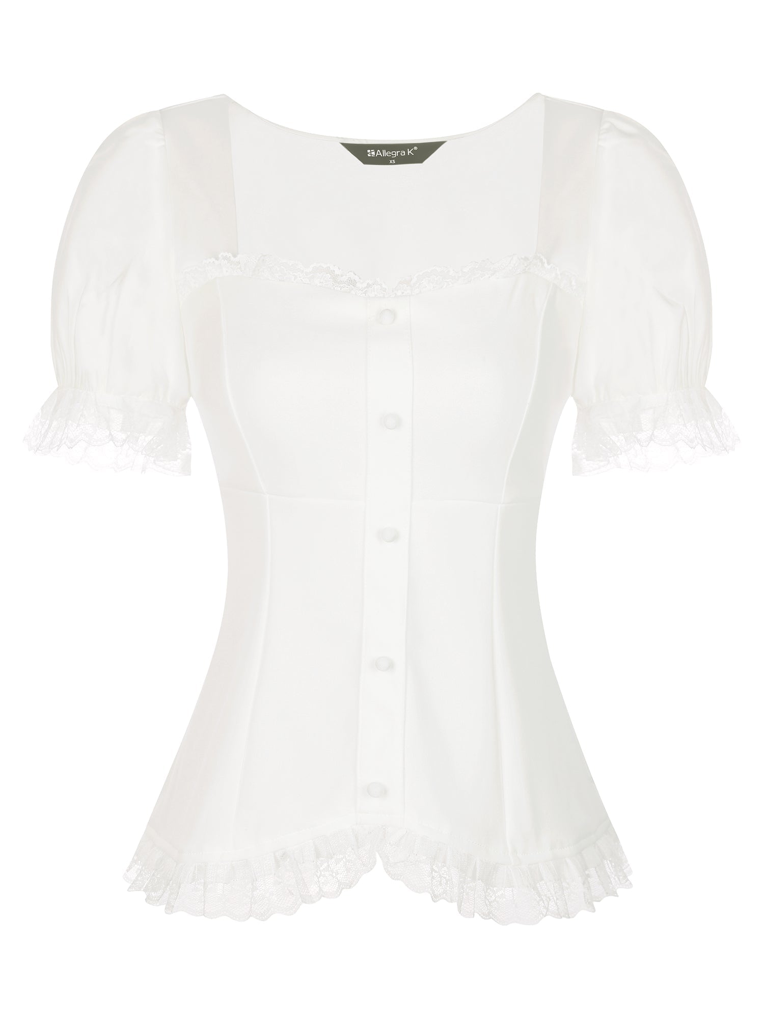 Sweetheart Neck Puff Short Sleeve Lace Up Gothic Blouse