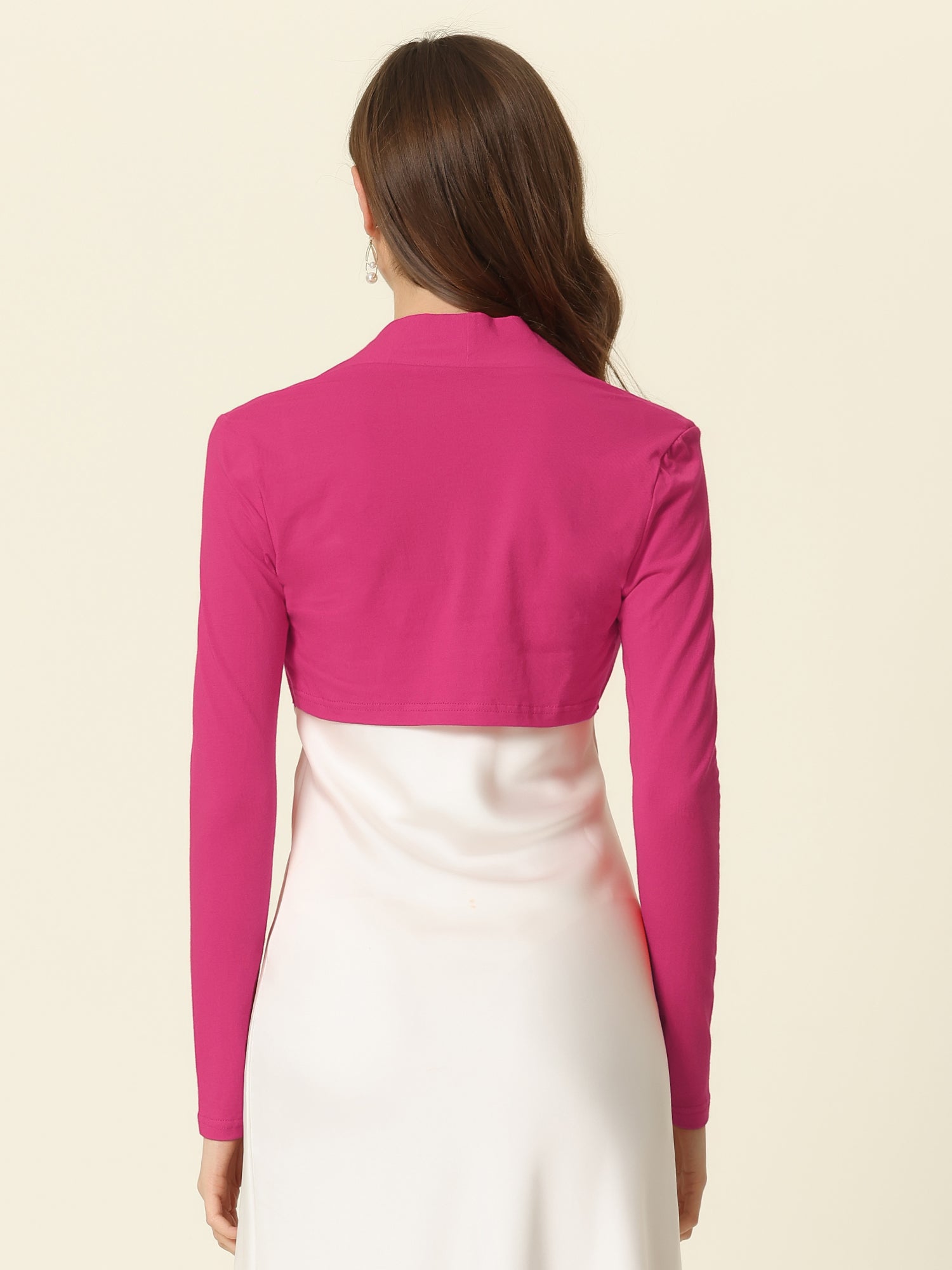 Elegant Long Sleeve Knit Open Front Cropped Bolero Shrug