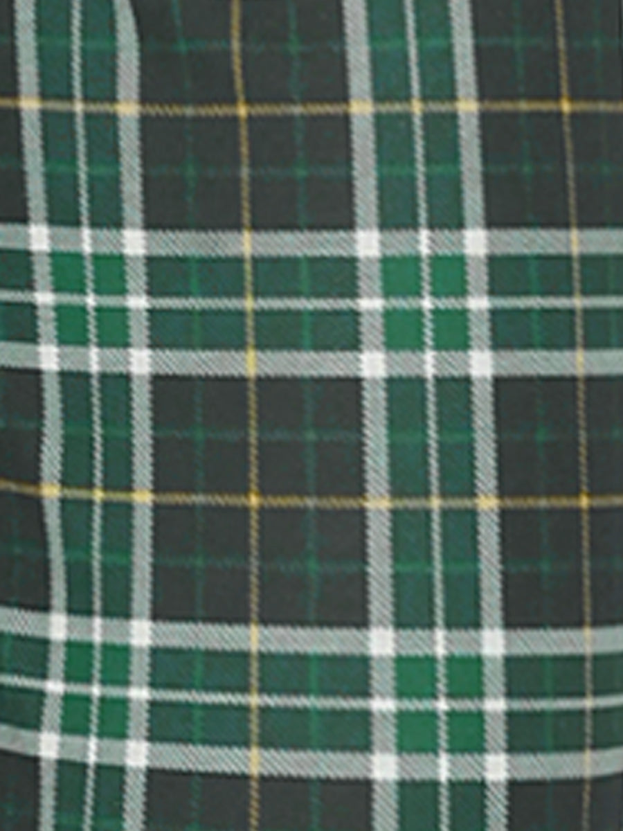 Vintage Tartan Plaid Pants Elastic Waist Straight Long Trousers