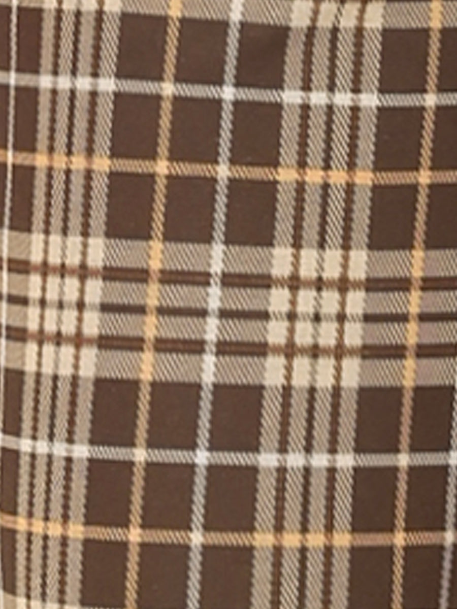 Vintage Tartan Plaid Pants Elastic Waist Straight Long Trousers