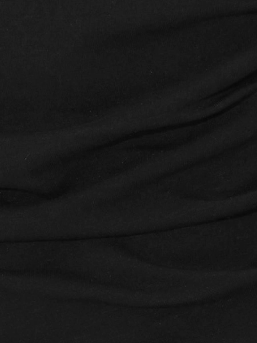 Cowl Neck Short Sleeve Casual Basic Solid Knitted Buttons Decor Ruched Top