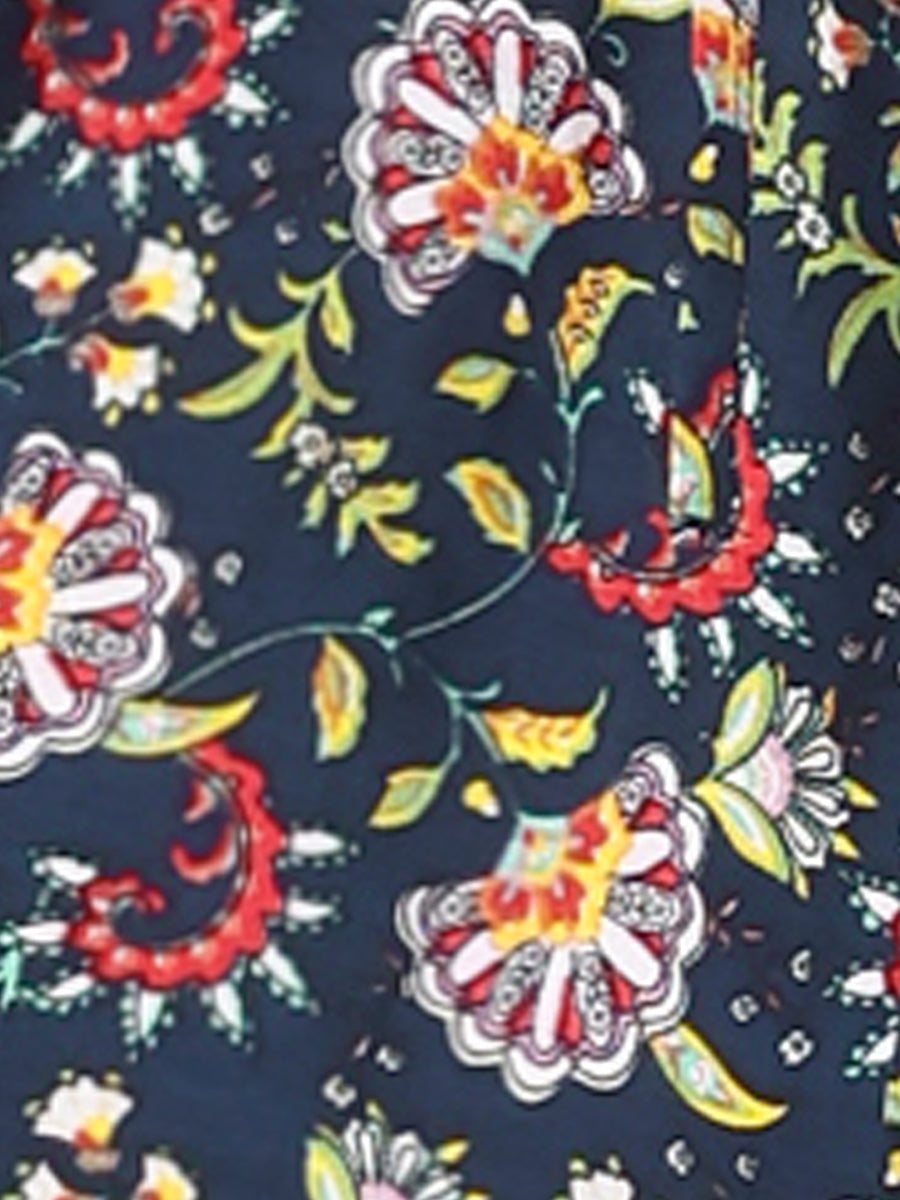 Boho Casual Bohemian Floral Printed Elastic Waist Maxi Skirt
