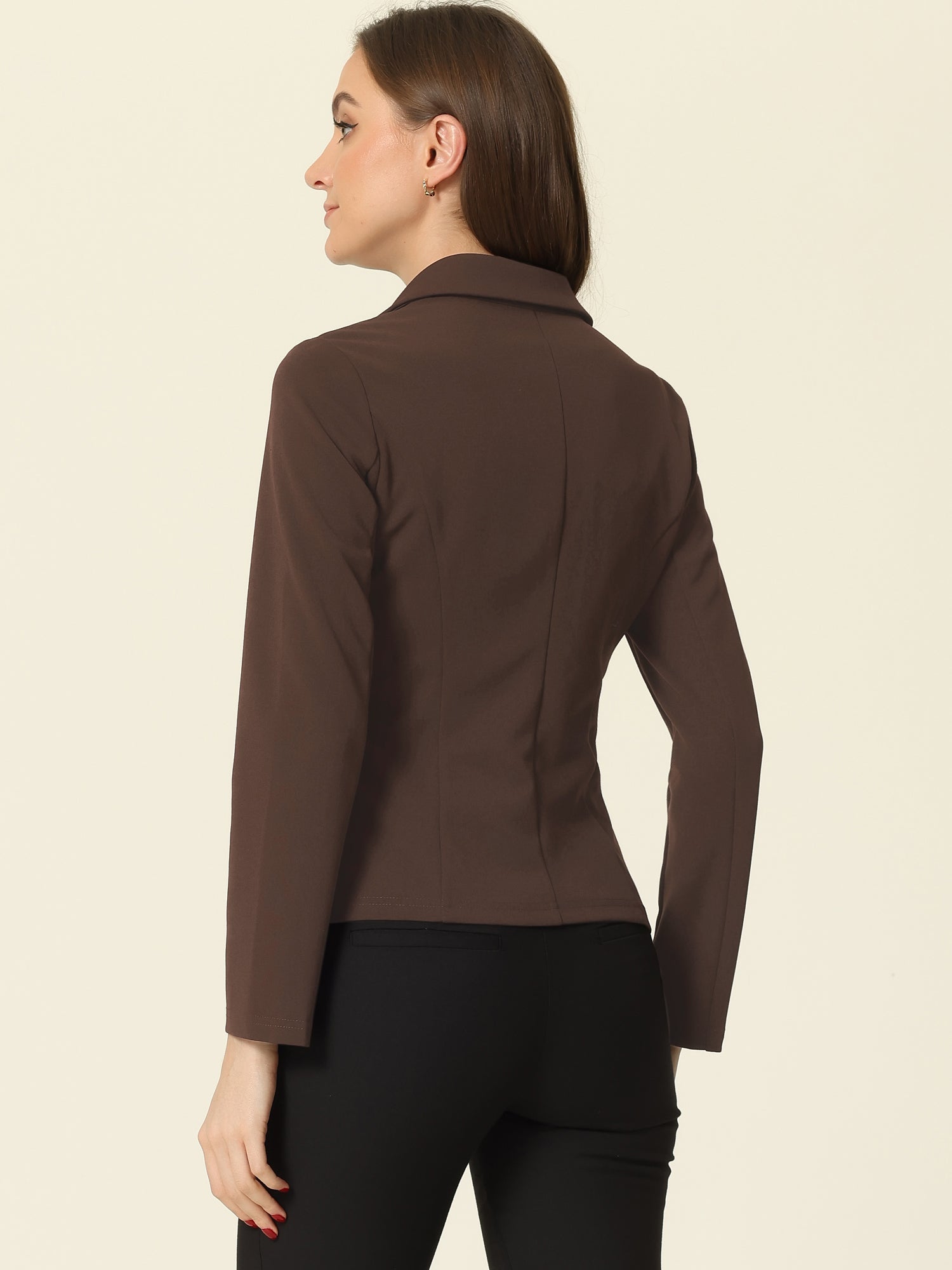 Solid Work Office Lapel Collar Stretch Jacket Suit Blazer