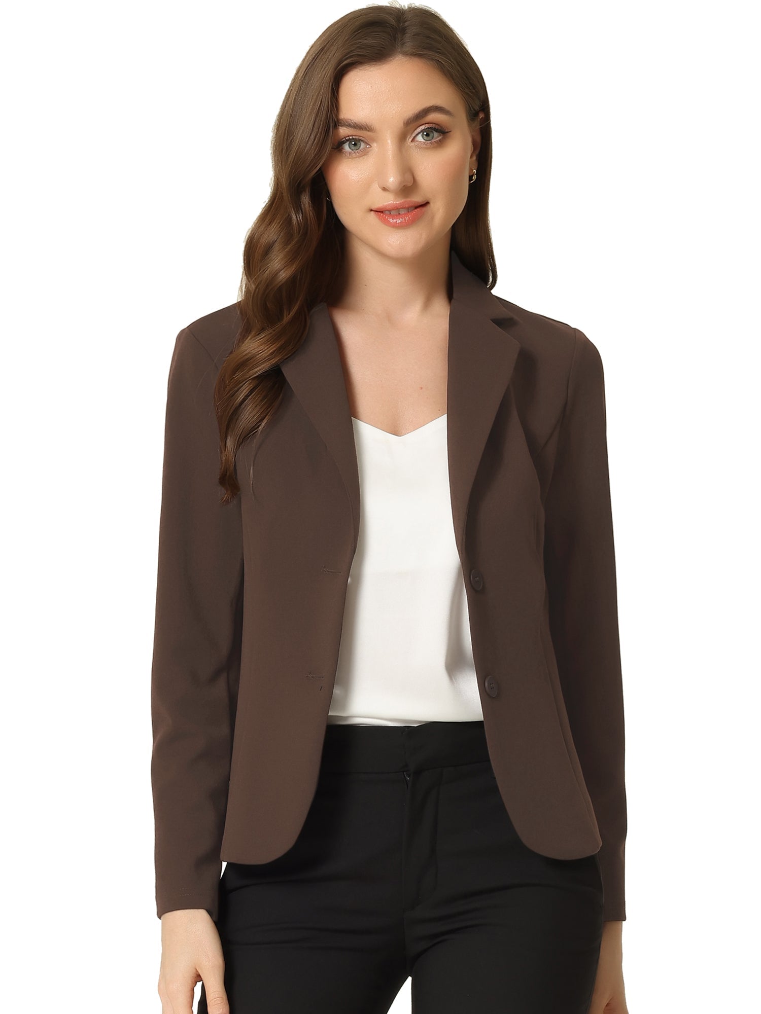 Solid Work Office Lapel Collar Stretch Jacket Suit Blazer