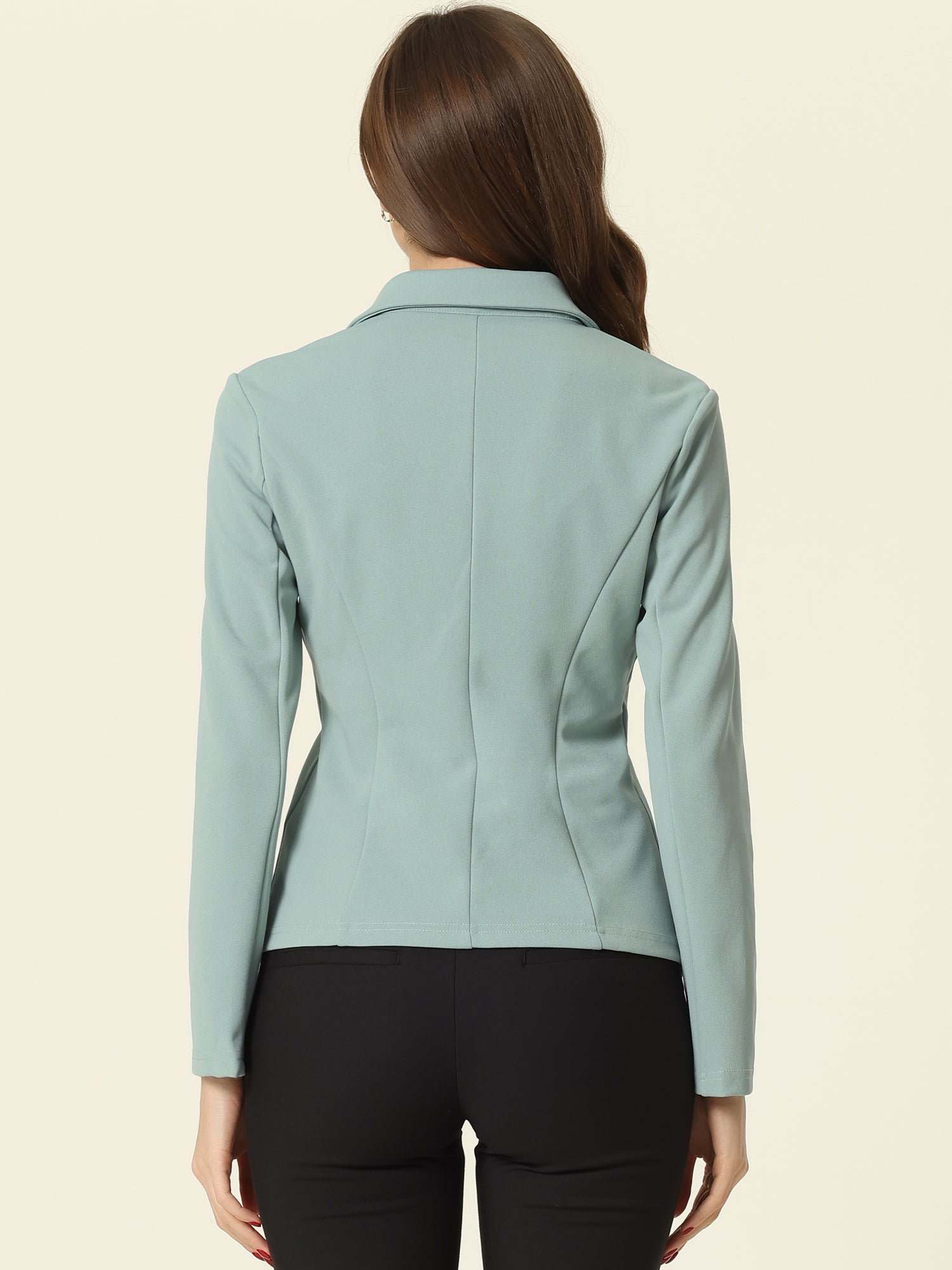 Solid Work Office Lapel Collar Stretch Jacket Suit Blazer