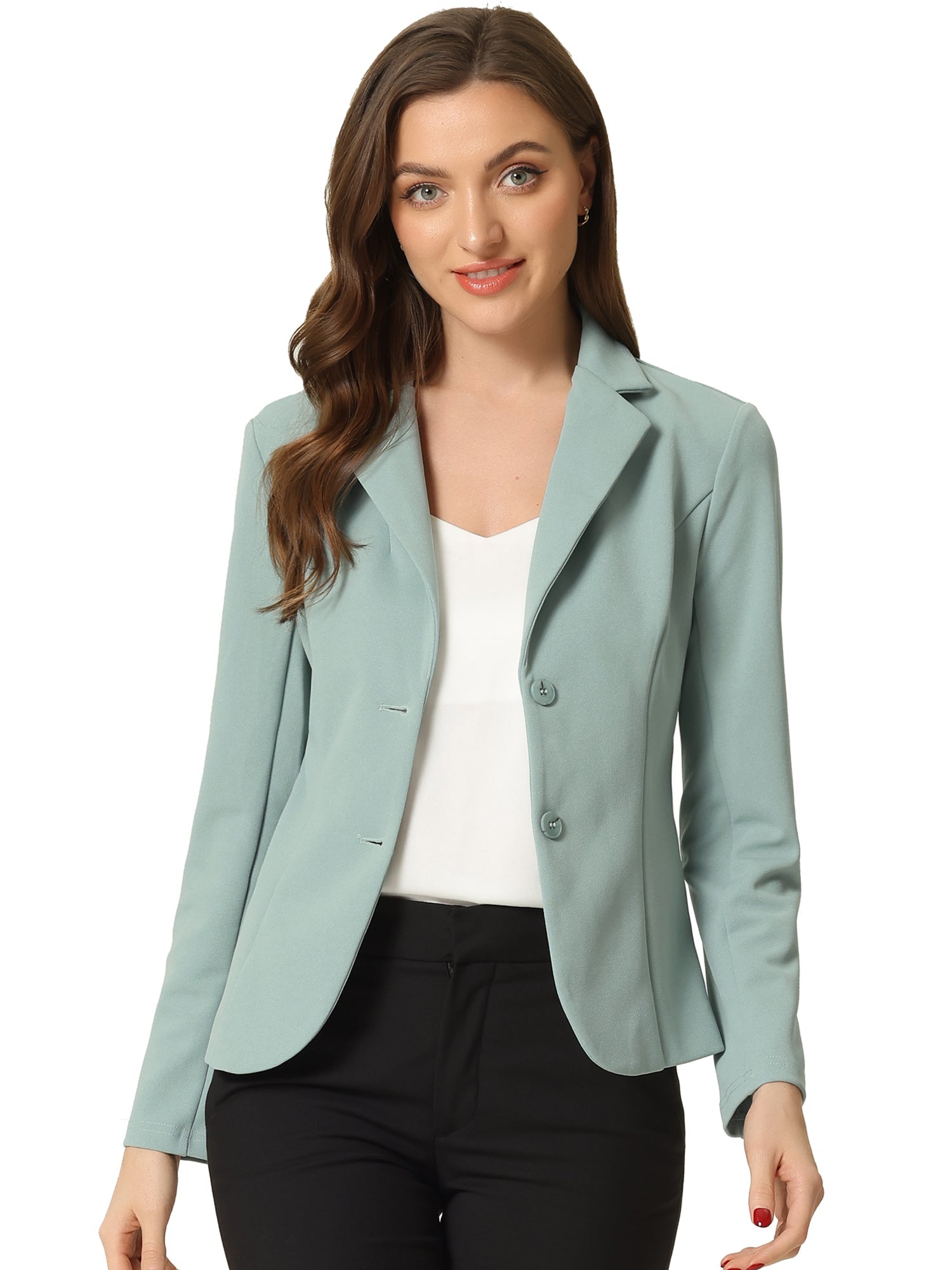 Solid Work Office Lapel Collar Stretch Jacket Suit Blazer