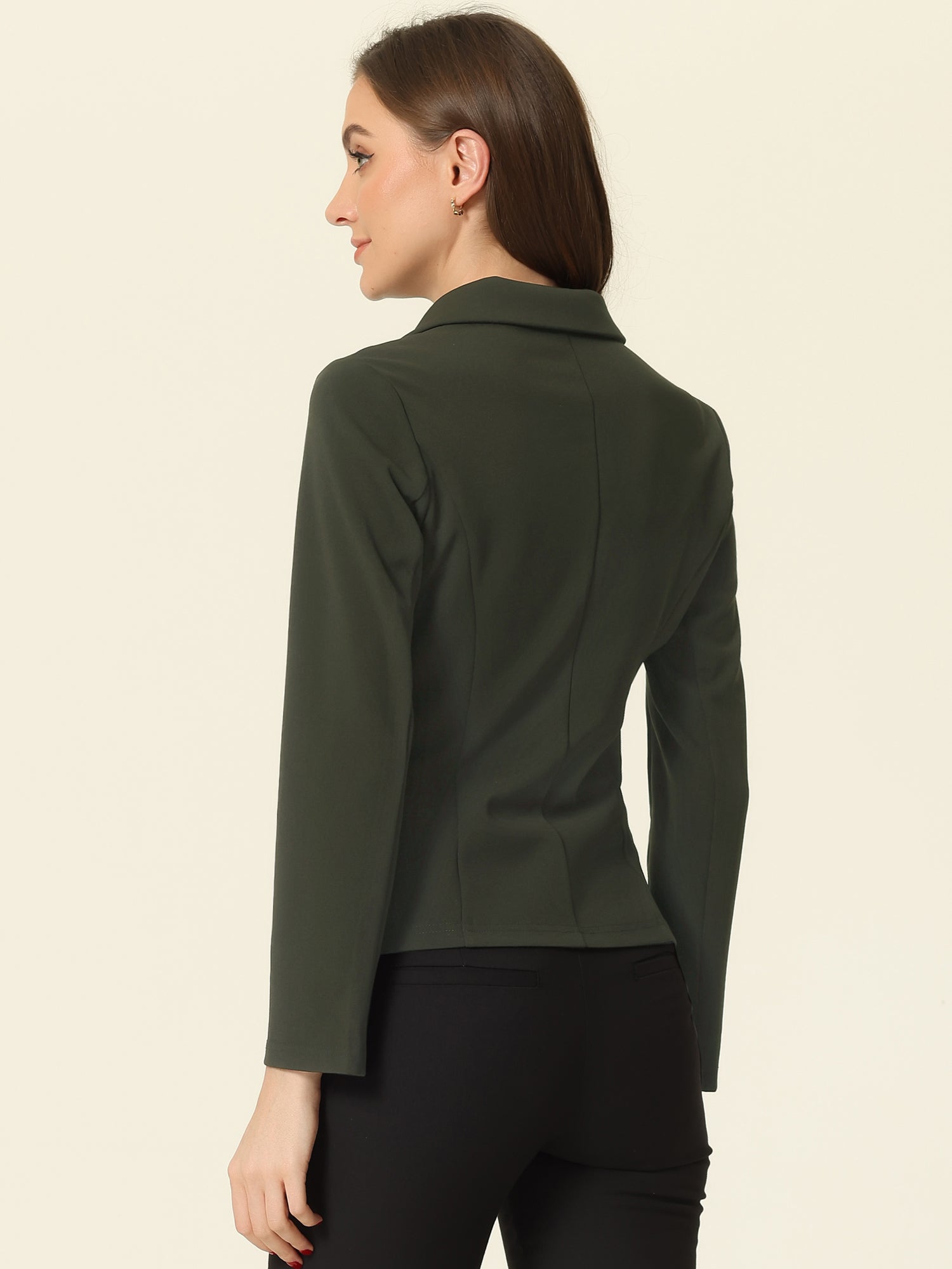 Solid Work Office Lapel Collar Stretch Jacket Suit Blazer