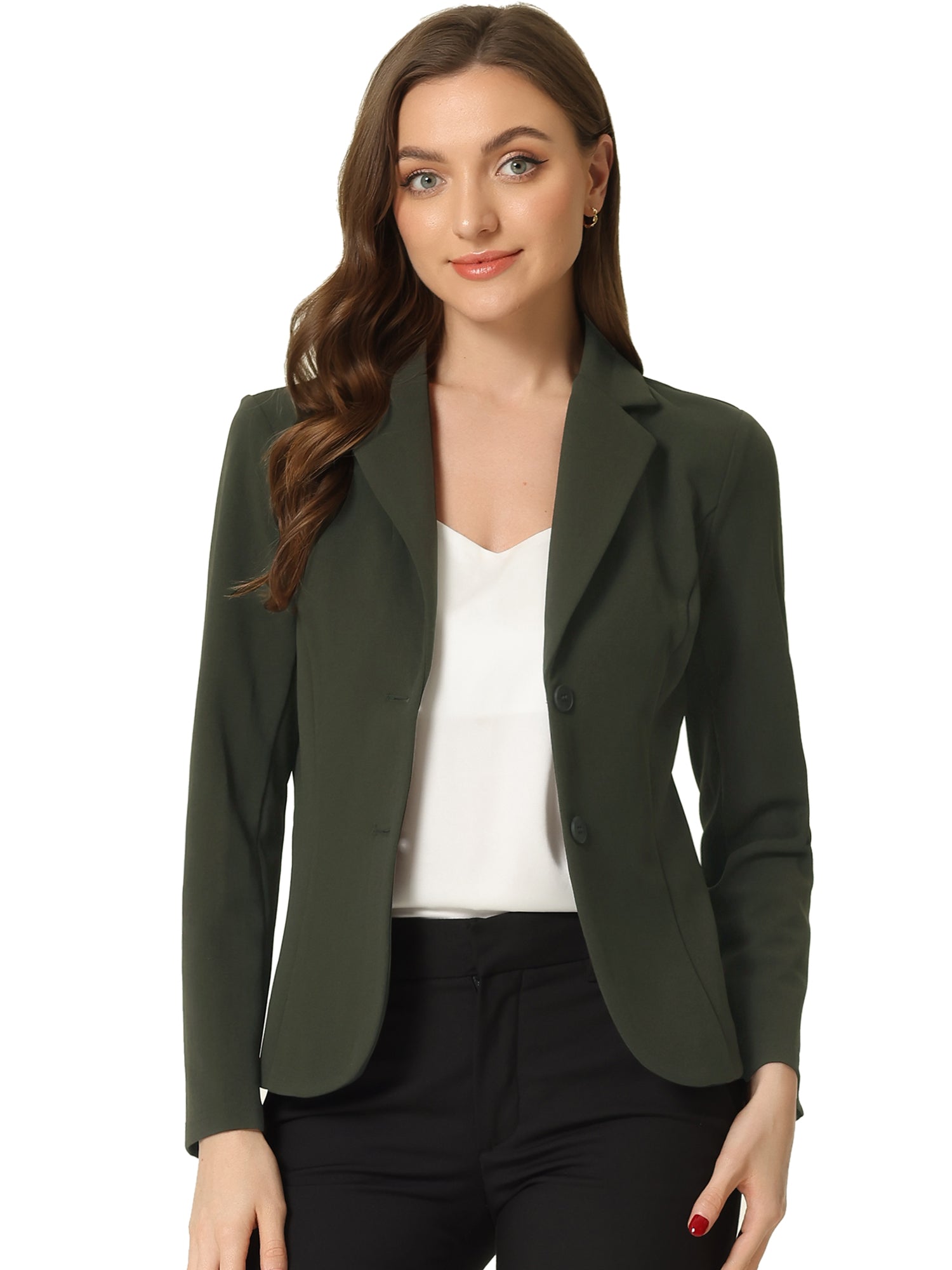 Solid Work Office Lapel Collar Stretch Jacket Suit Blazer