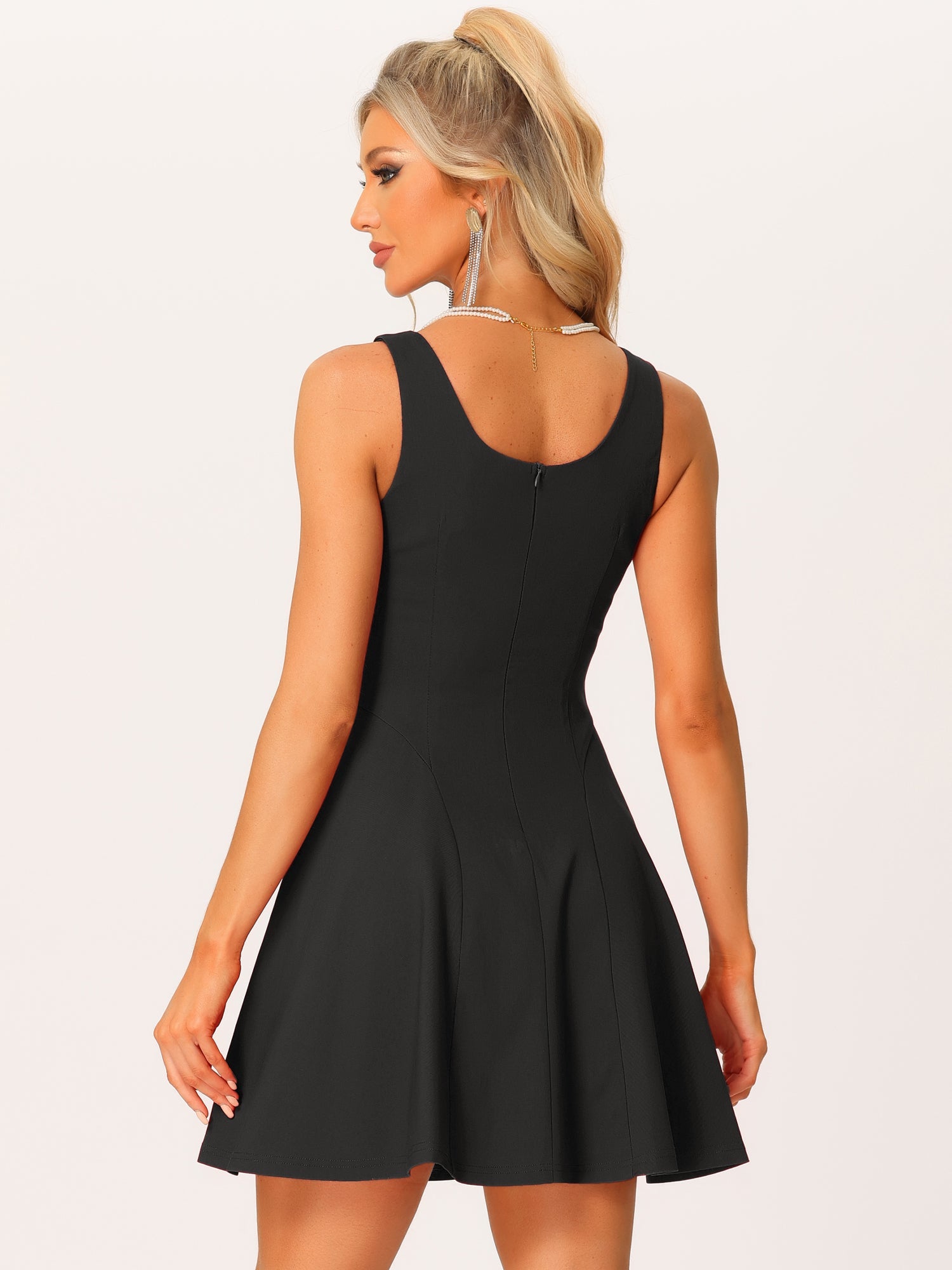 Party Sexy Sleeveless Sweetheart Neck Fit and Flared A Line Swing Cocktail Mini Dress