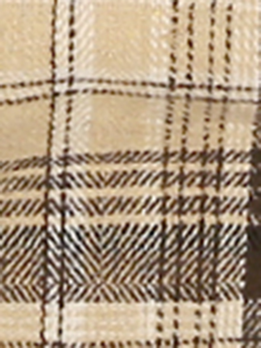 Double Breasted Notched Lapel Plaid Trench Blazer Coat