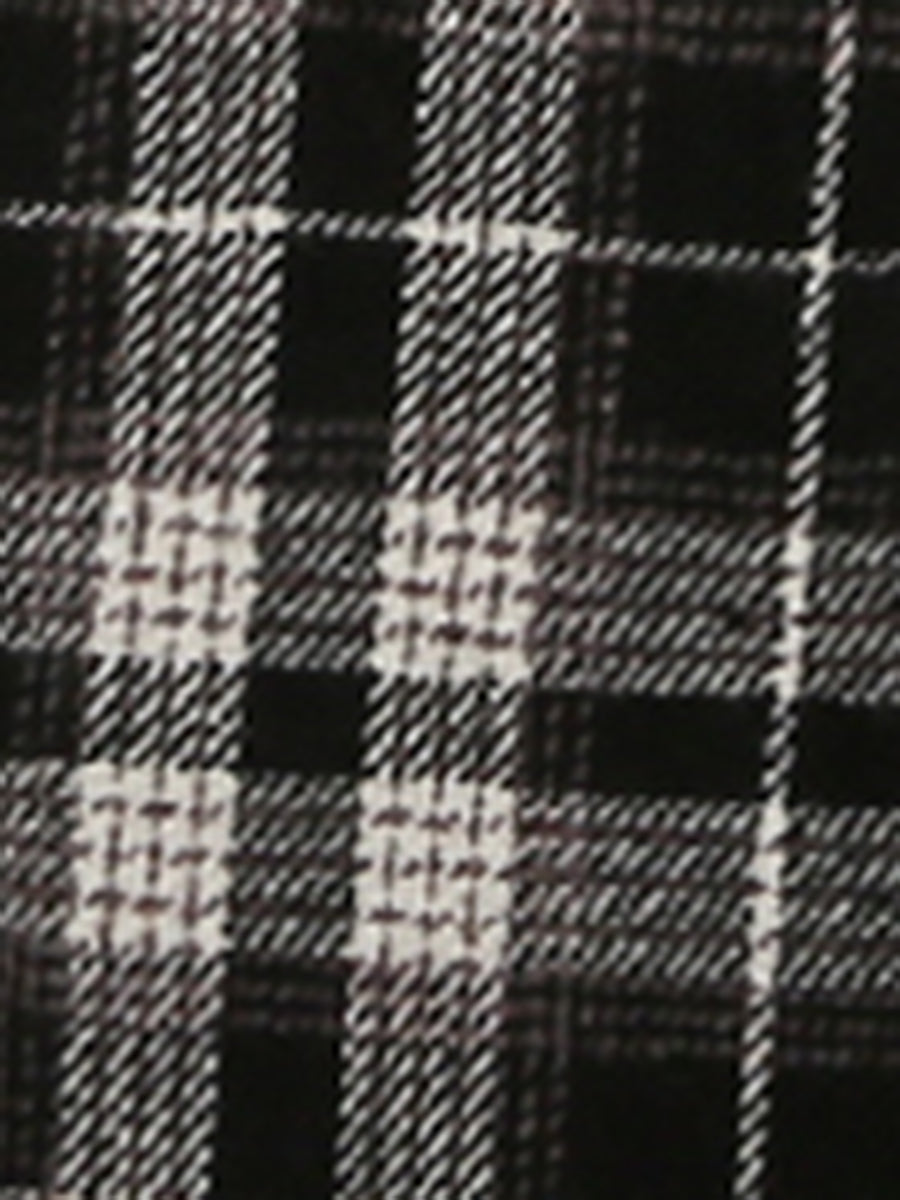 Double Breasted Notched Lapel Plaid Trench Blazer Coat