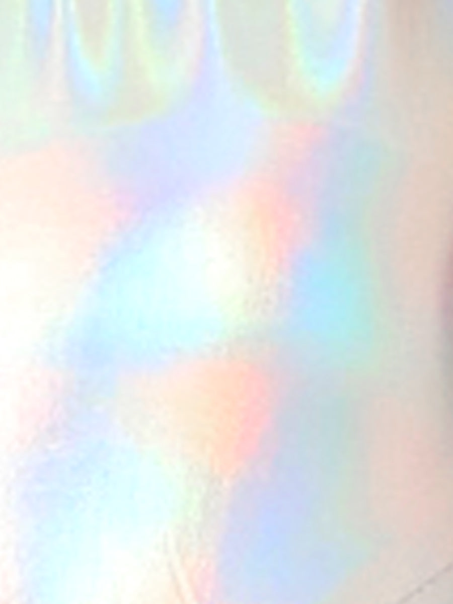 Metallic Halter Neck Deep V Neck Backless Holographic Crop Top