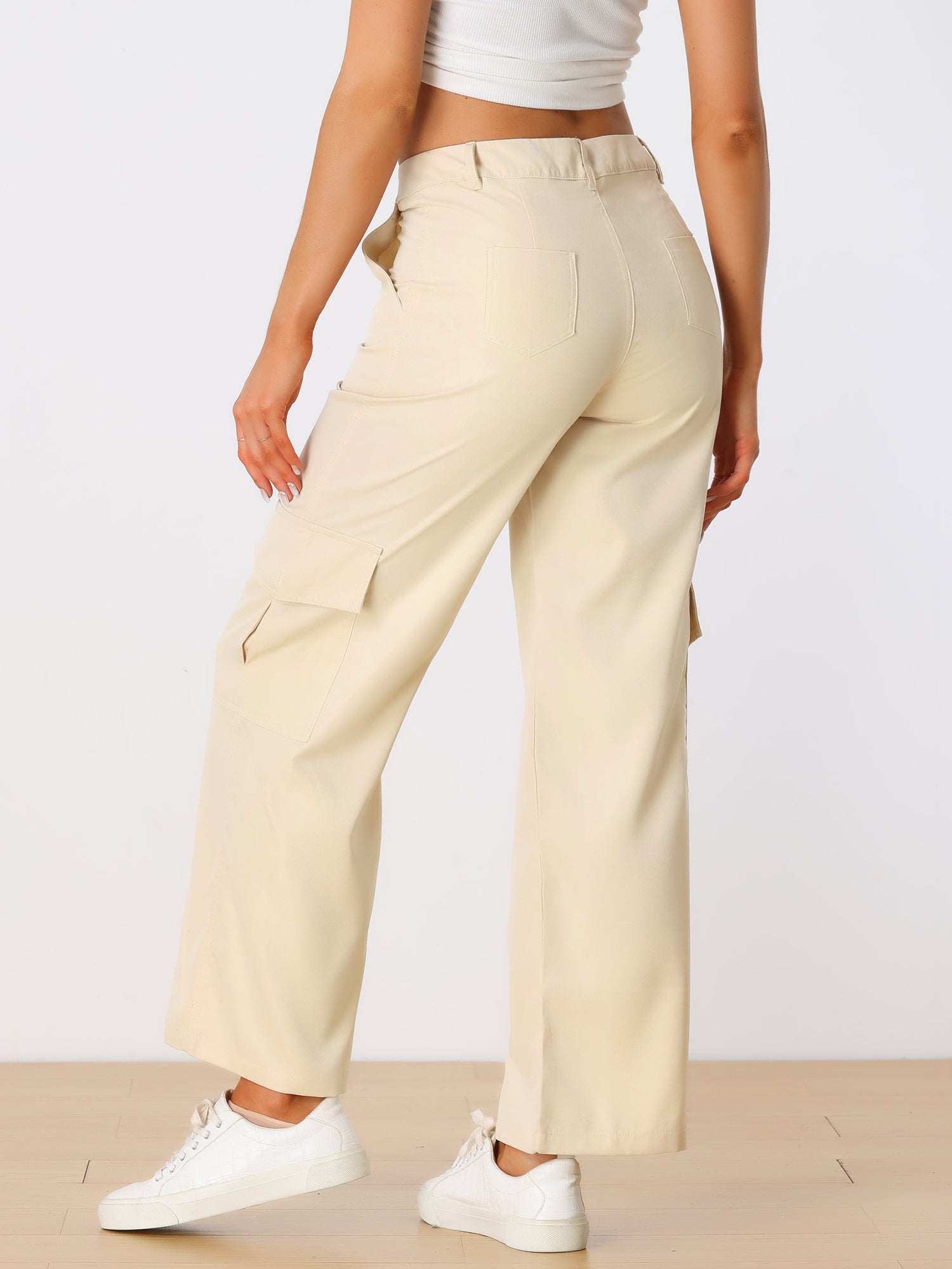 Mid Rise Baggy Wide Leg Pockets Y2K Casual Cargo Pants