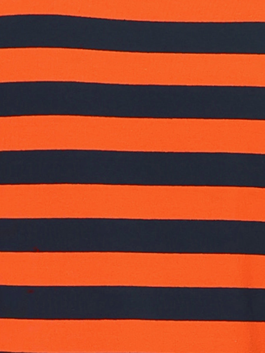 Striped 3/4 Sleeve Round Neck Casual T-Shirt