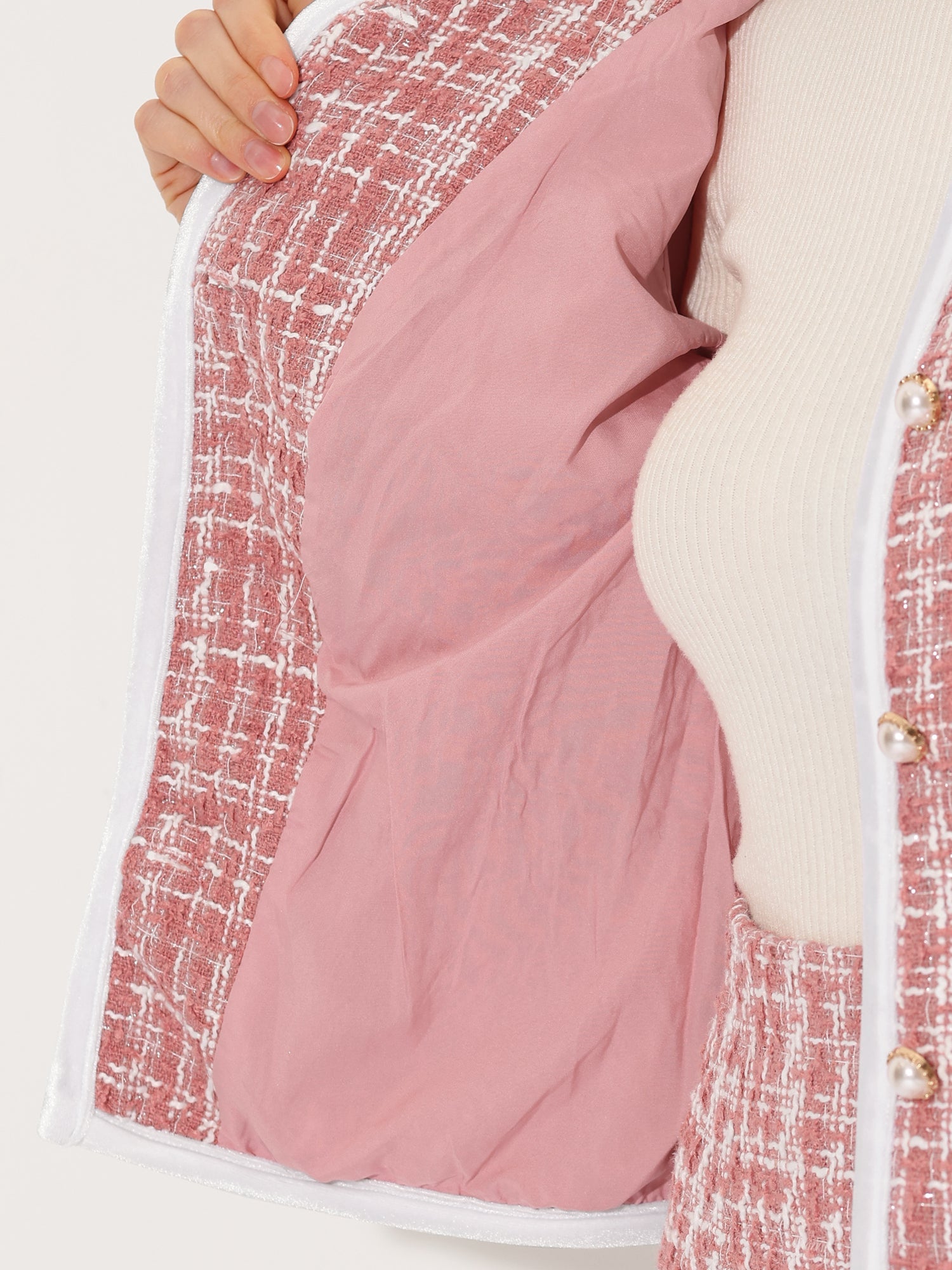 2 Piece Outfits Plaid Tweed Cropped Blazer Jacket & Mini Skirt Suit Set