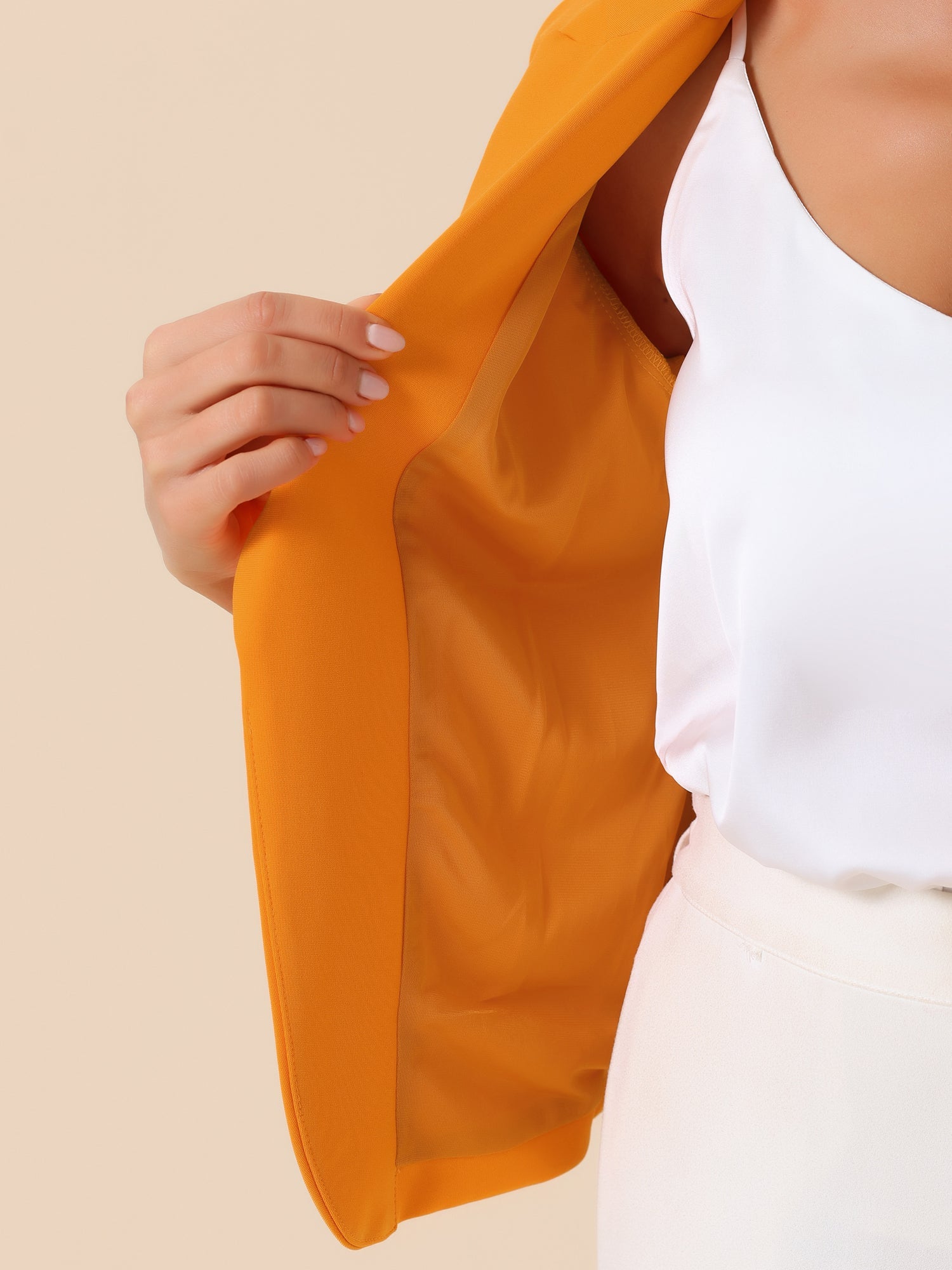 Business Blazer Open Front Office Casual Work Crop Suit Jacket