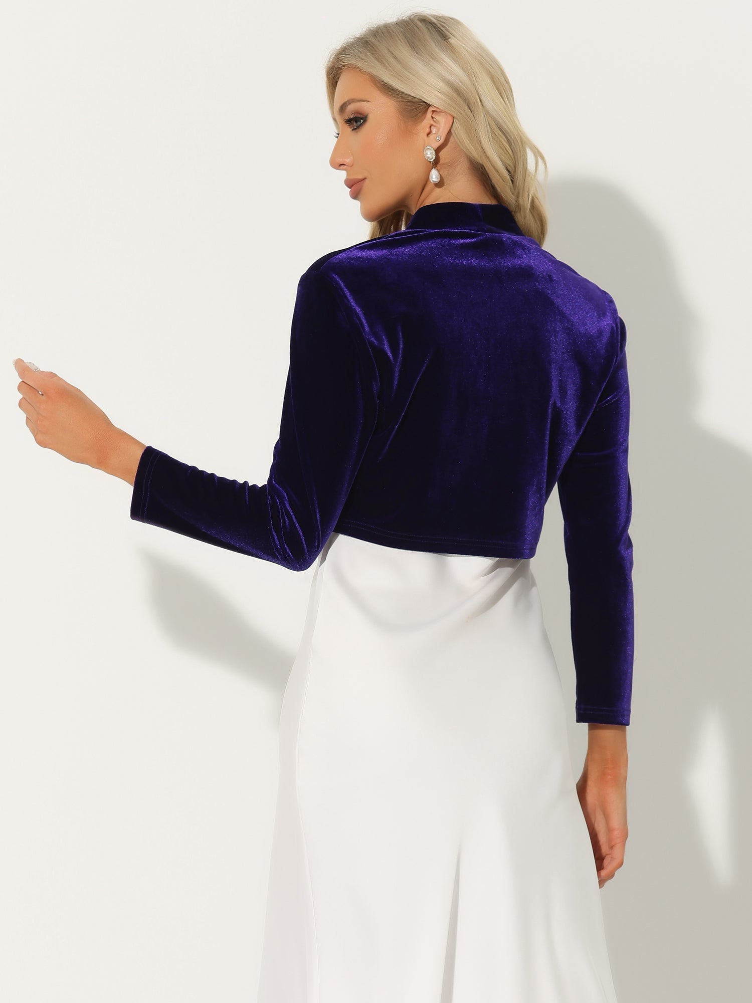 Velvet Long Sleeve Open Front Cropped Bolero Shrugs