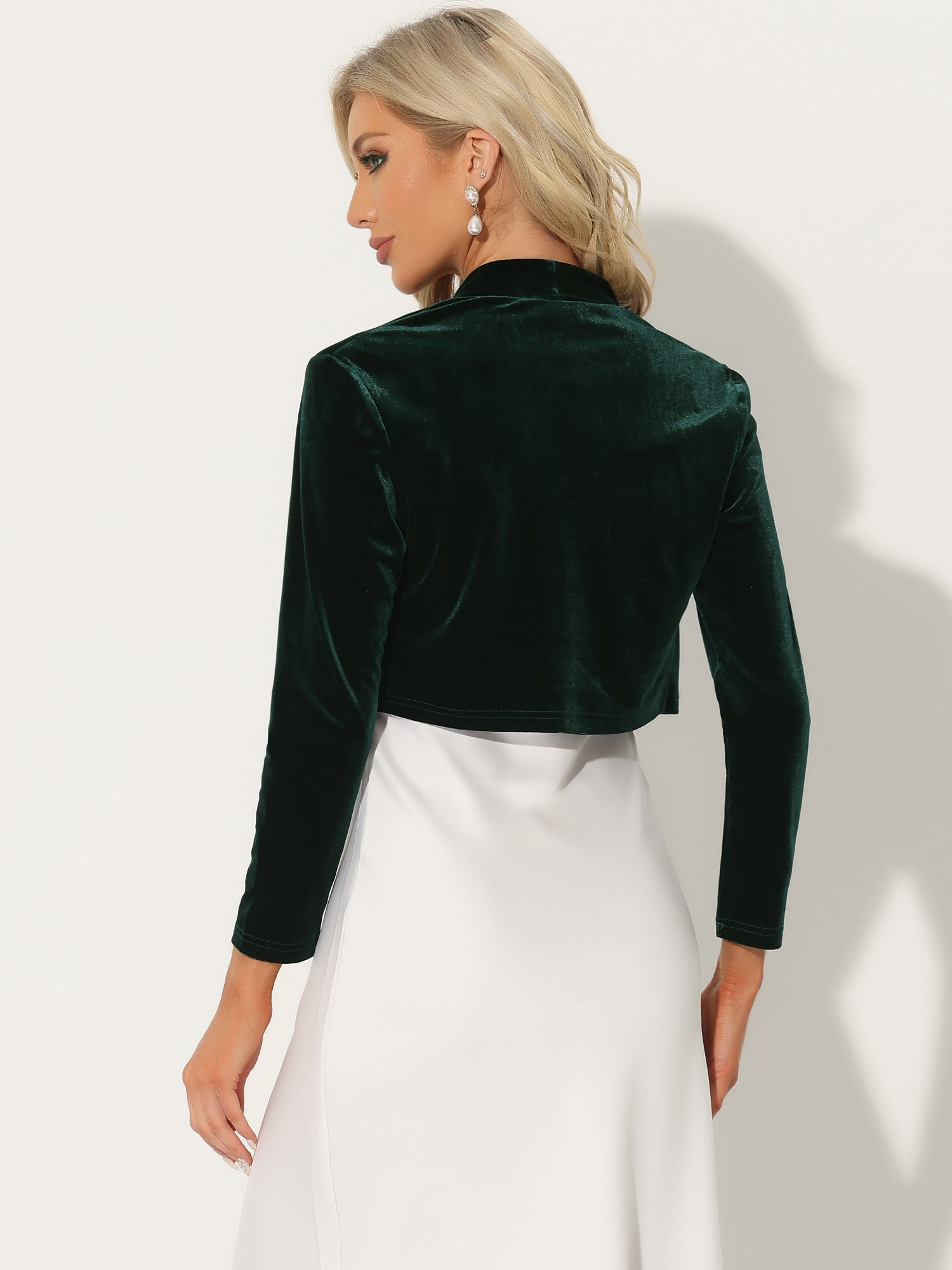 Velvet Long Sleeve Open Front Cropped Bolero Shrugs
