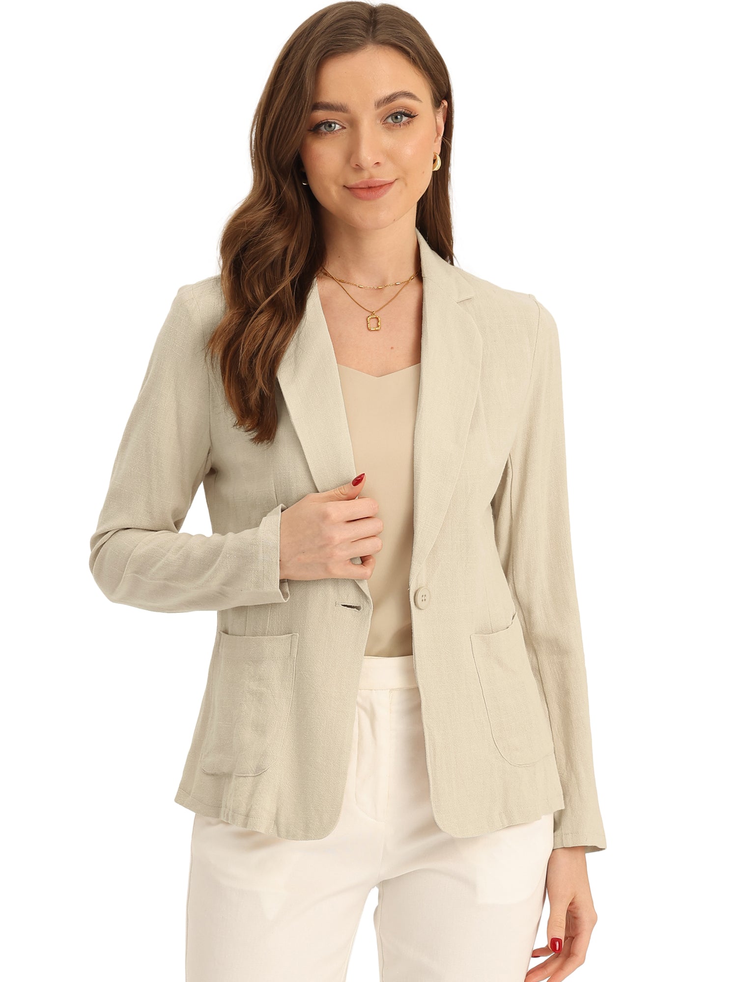 Notch Lapel One Button Casual Suit Linen Blazer