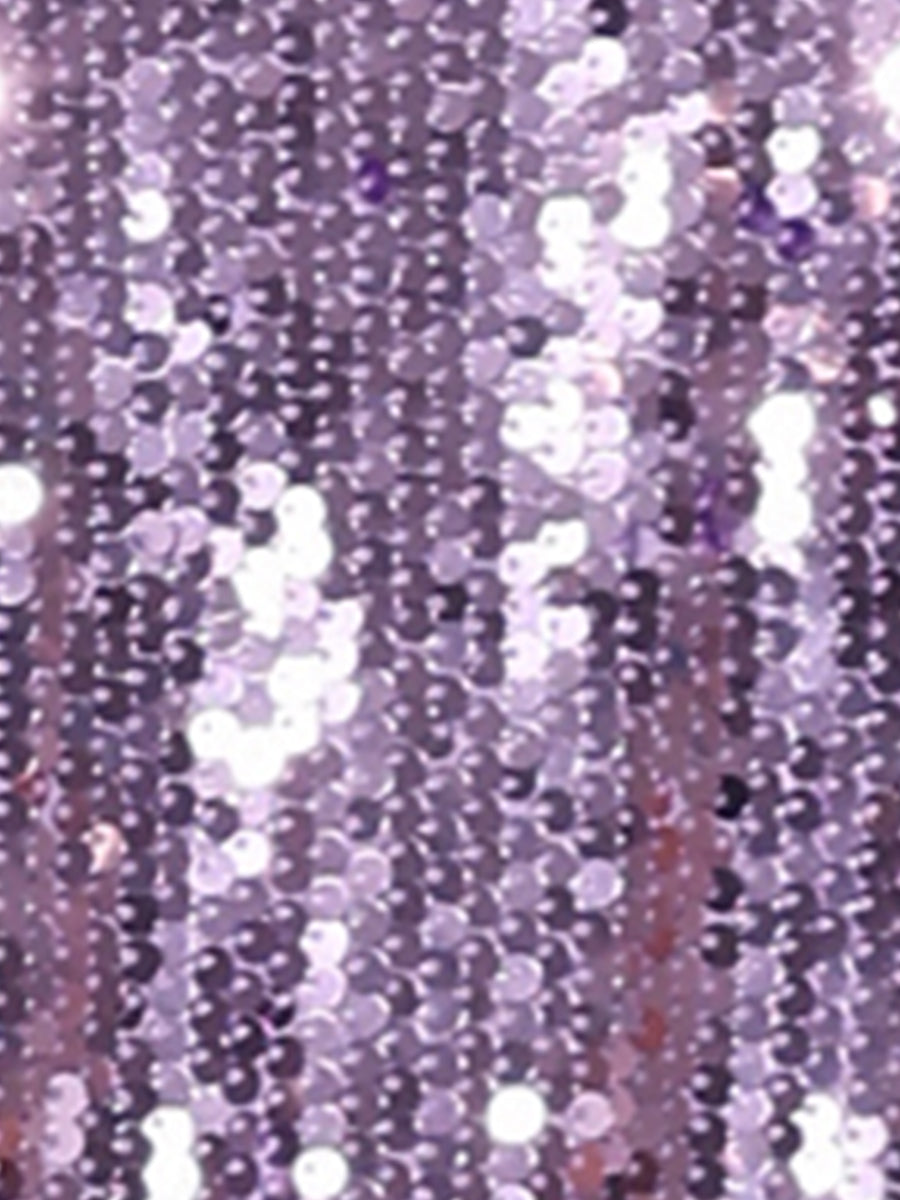 Sequin Long Sleeve Zipper Up Collarless Glitter Bomber Jacket