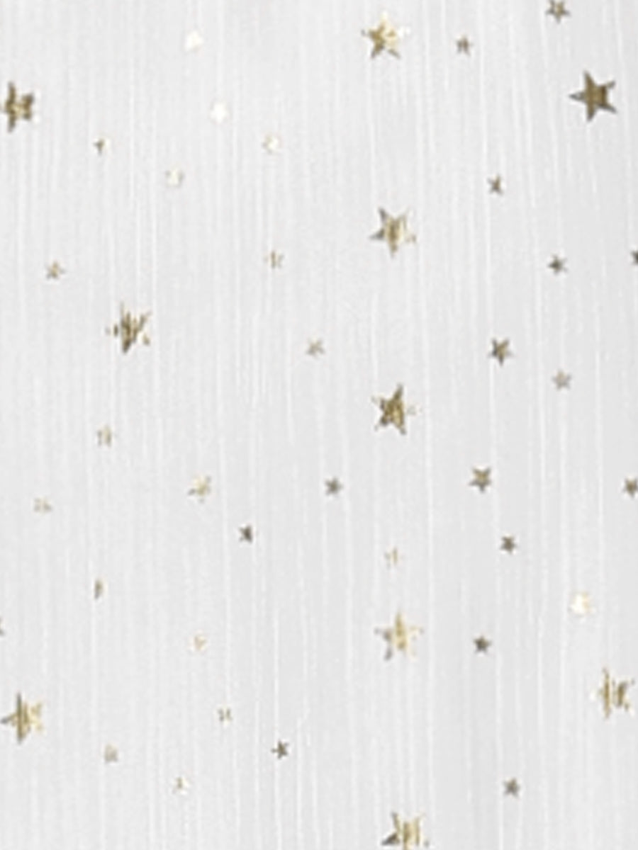 Chiffon Sleeveless Smocked Waist Gilding Metallic Stars Party Dress
