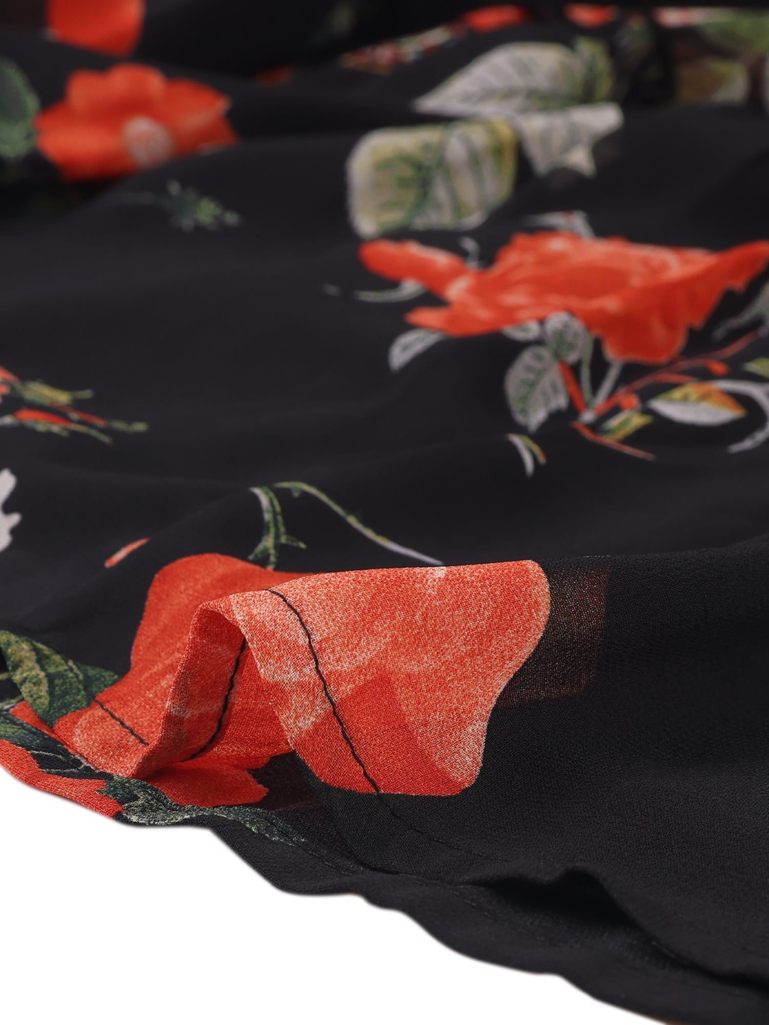 Chiffon Floral Printed Long Tiered Ruffle Boho Midi Skirt