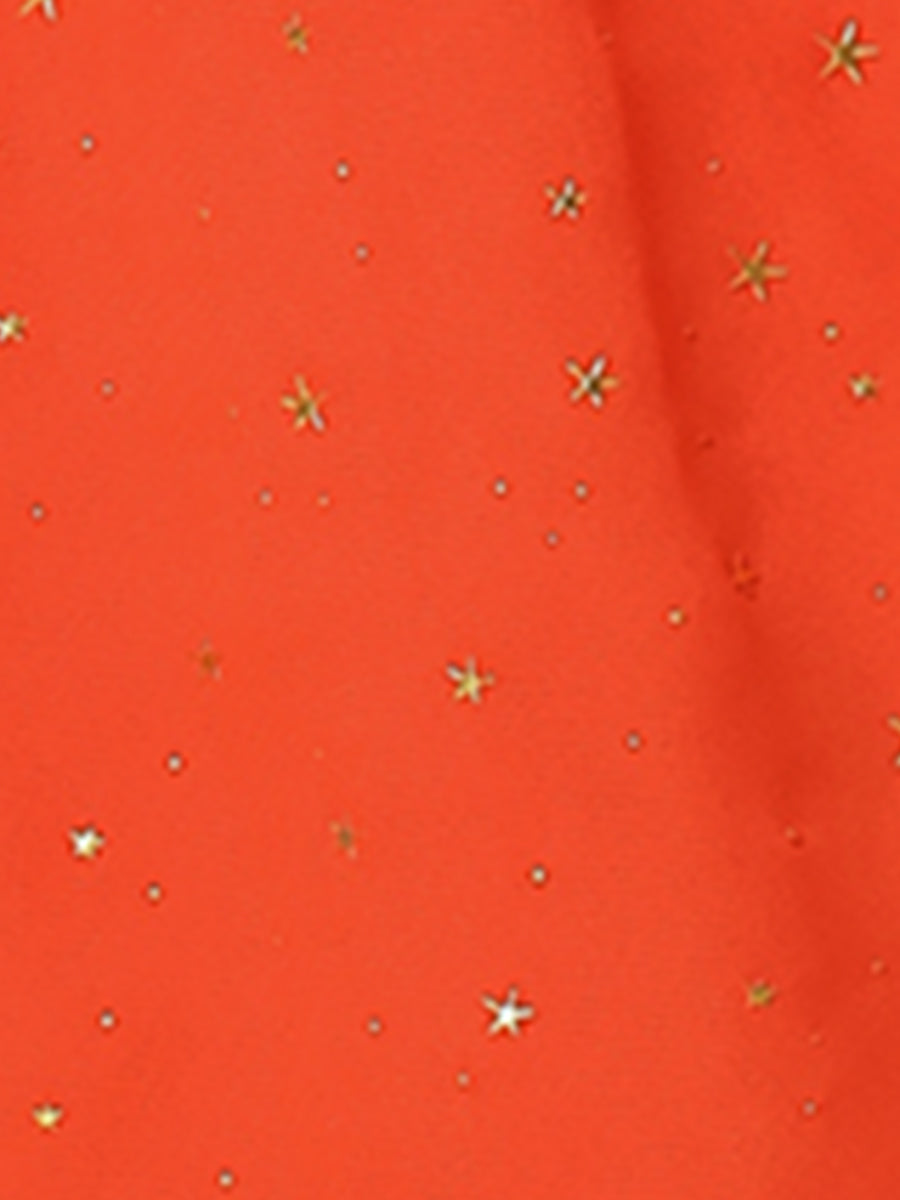 Choker V Neck Flared Gilding Metallic Shiny Star A-Line Dress