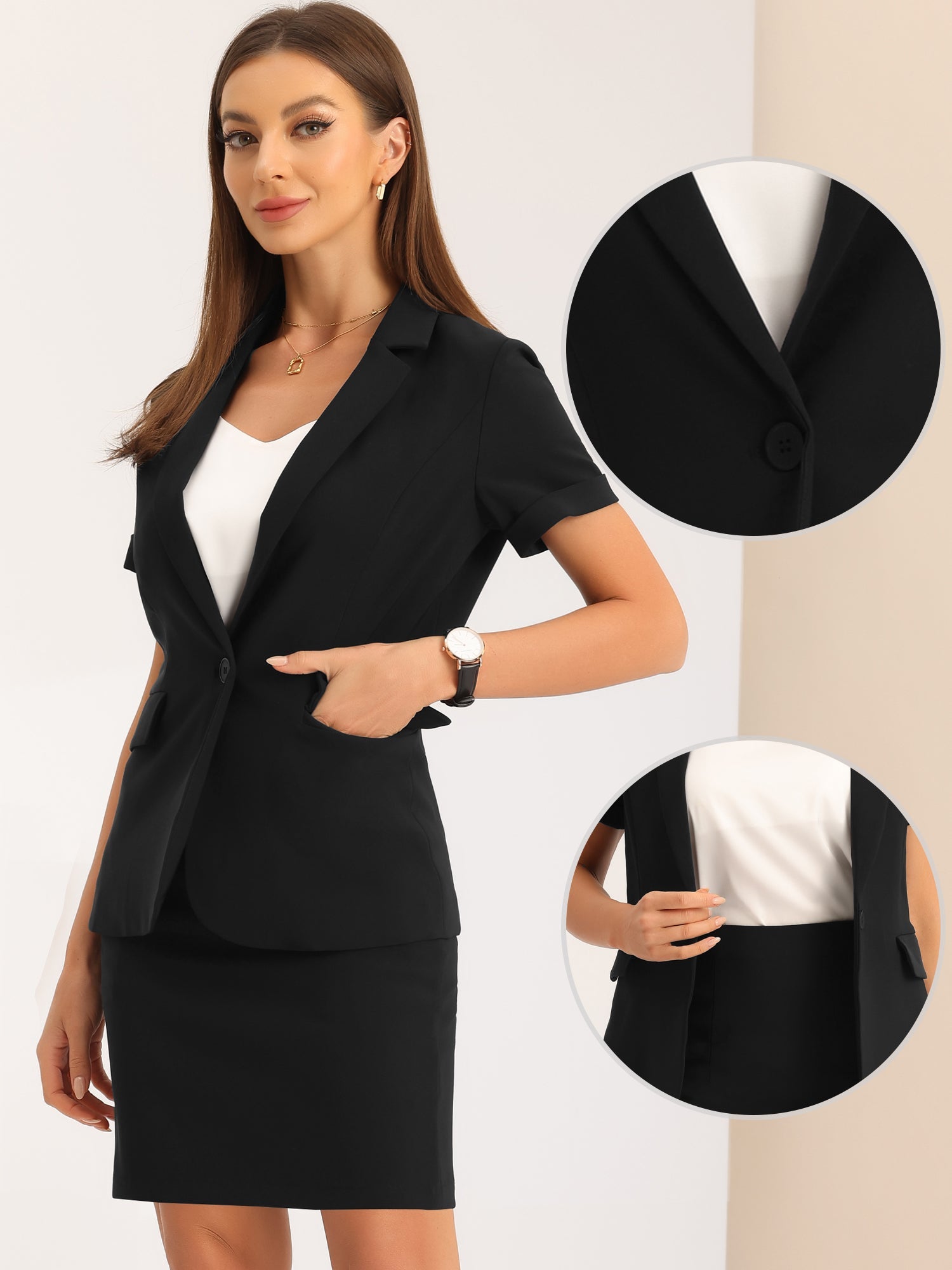 Suit Sets 2 Piece Outfits Blazer Work Pencil Skirt Suit