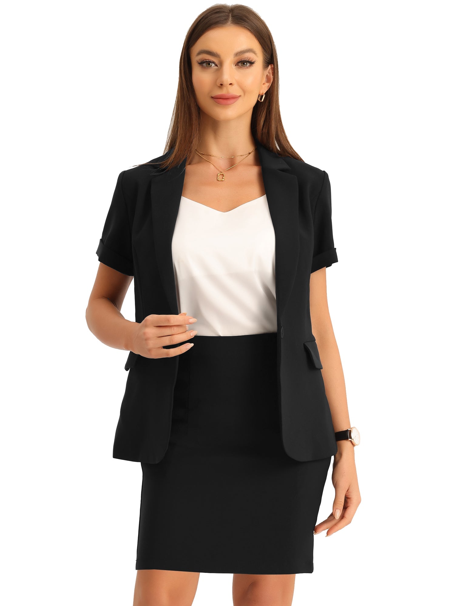 Suit Sets 2 Piece Outfits Blazer Work Pencil Skirt Suit
