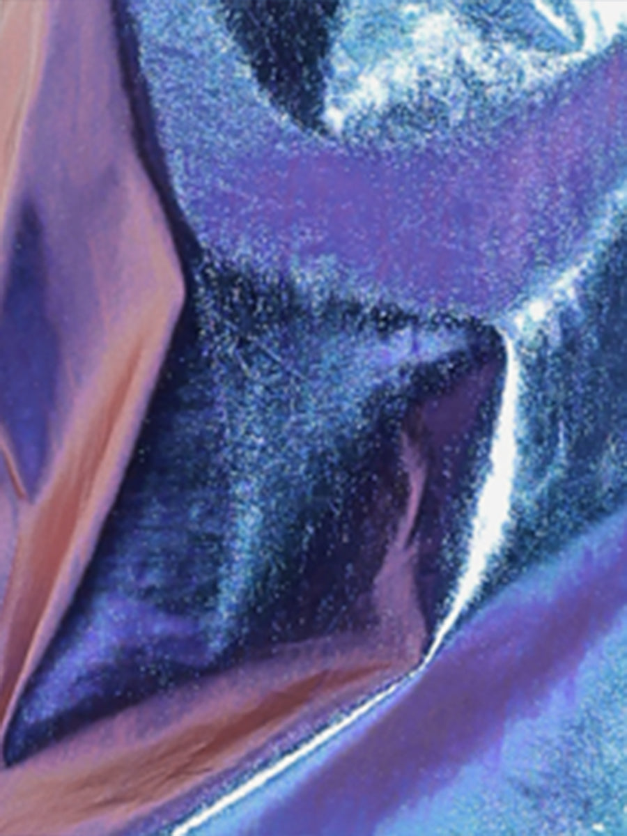Metallic Sleeveless One Shoulder Party Disco Holographic Dress