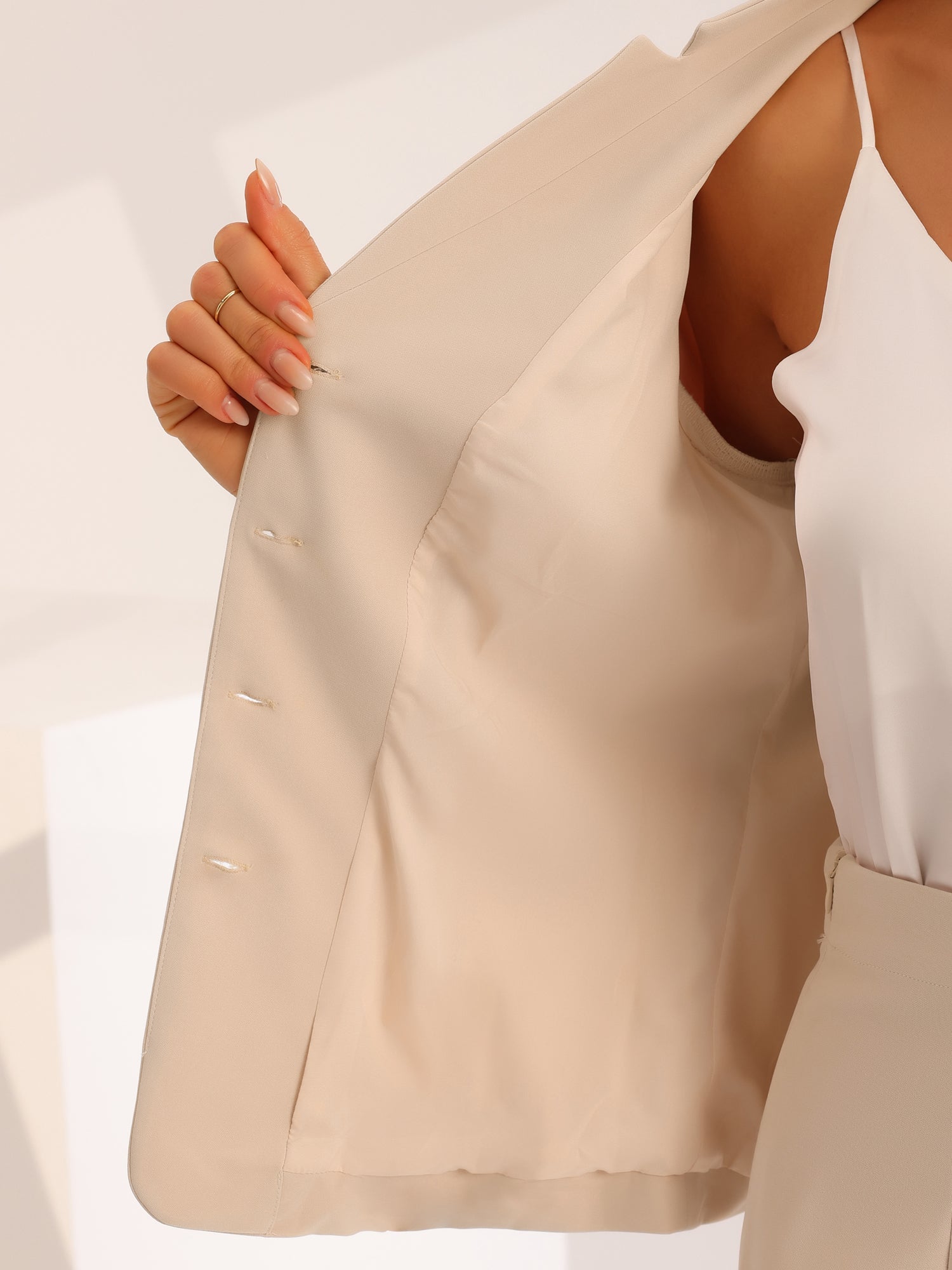 2 Piece Notched Collar Blazer and Pencil Skirt Business Suit Set