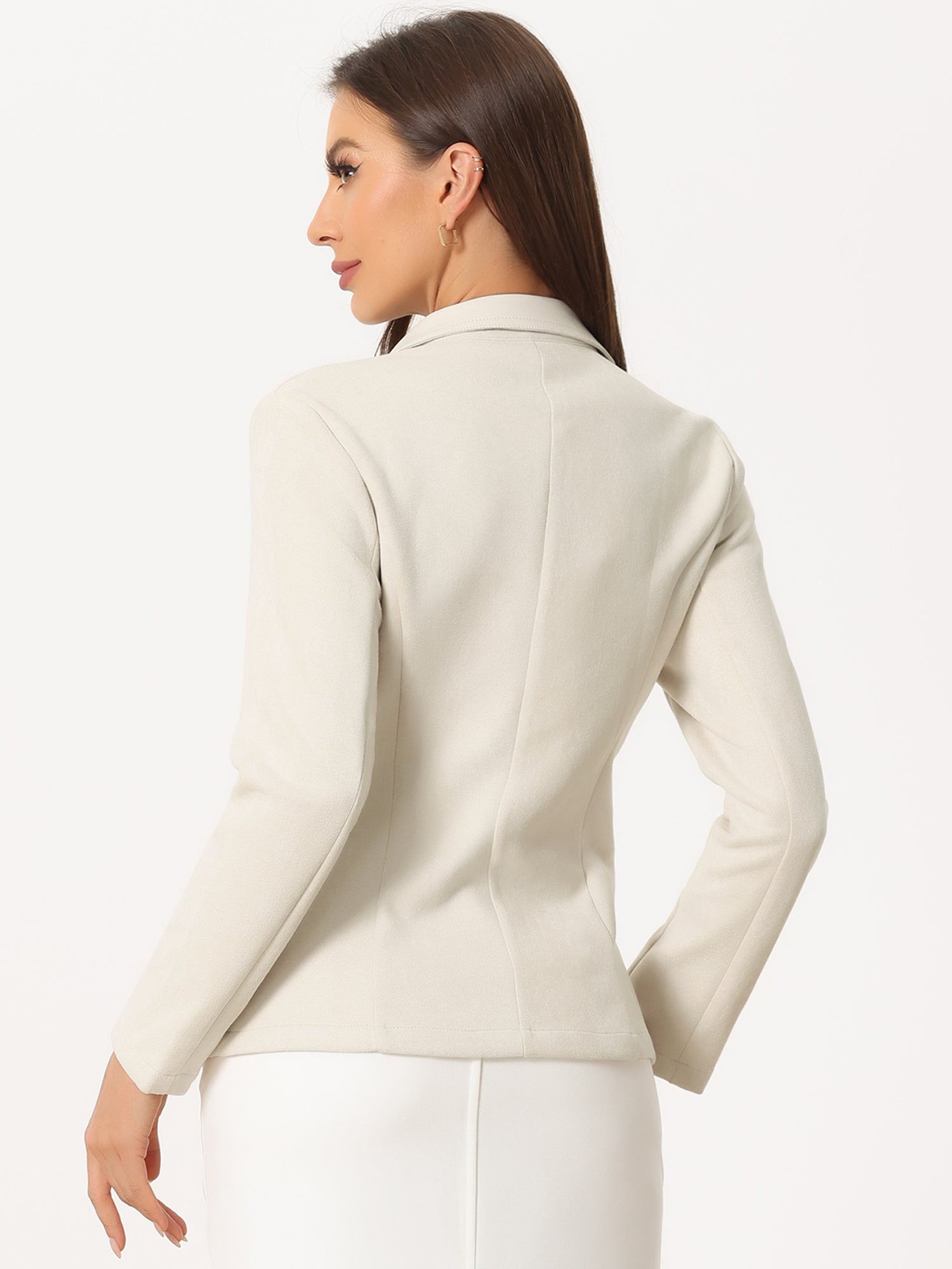 Faux Suede Lapel Collar Cowgirl 2 Button Blazer Jacket