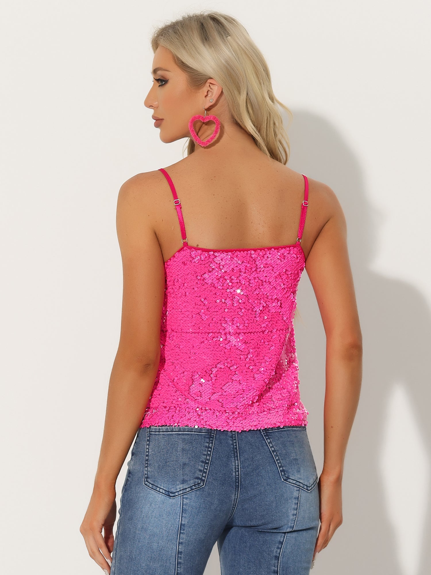 Sequined Straps Party Glitter Disco Sparkle Cami Top