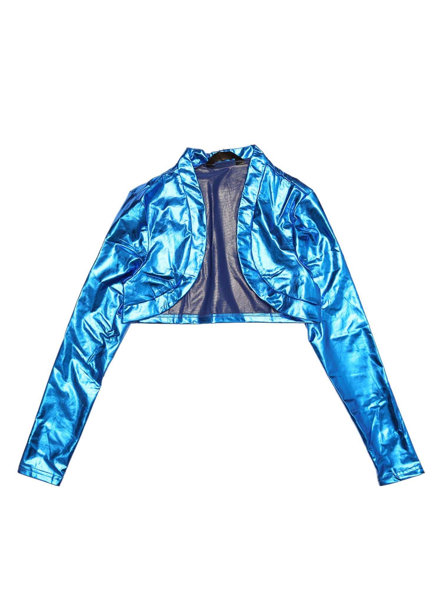 Women's Cropped Bolero Holographic Party Shimmering Shiny Lightweight Metallic Cardigan